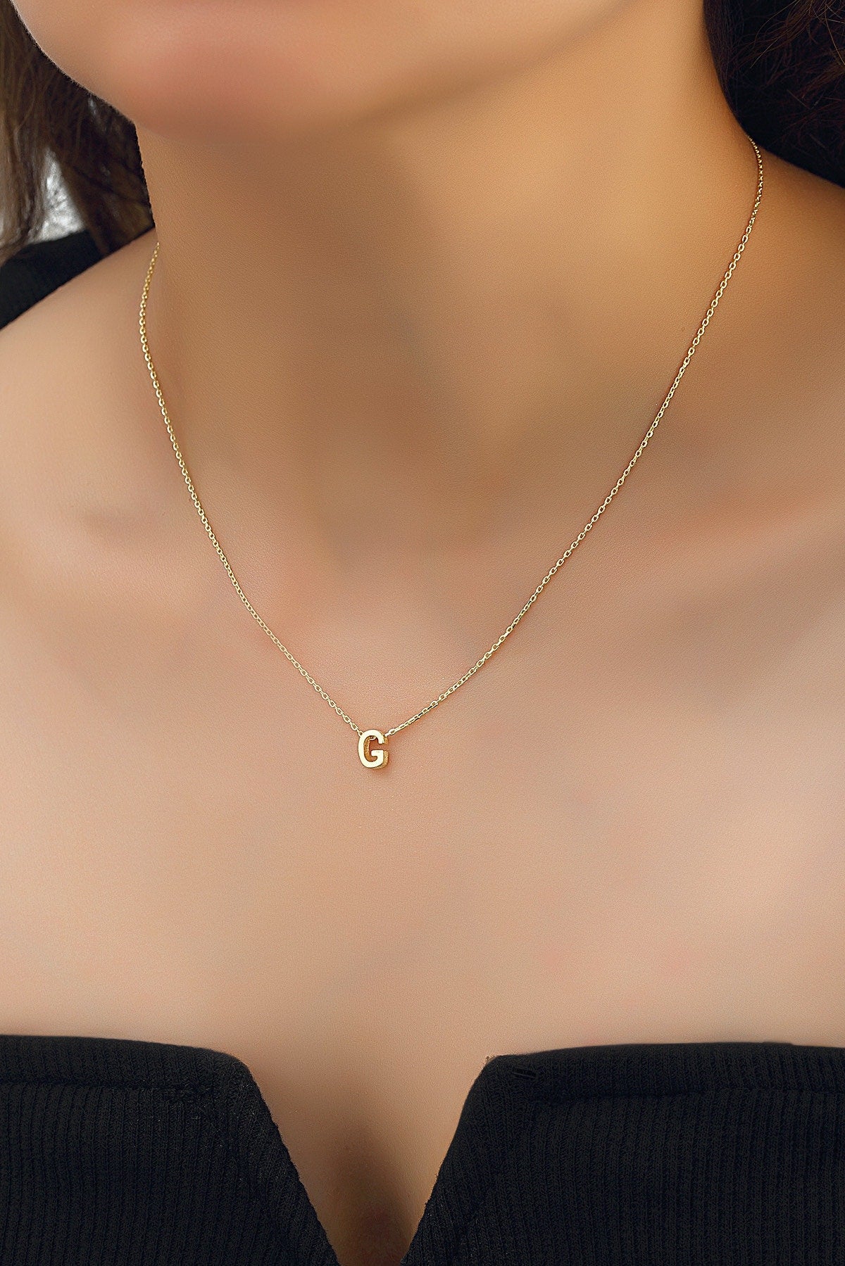 Personalized Initial Necklace, Customized Letter Necklace, Gold Color Sterling Silver Initial, Handmade Jewelry, Personalized Gift