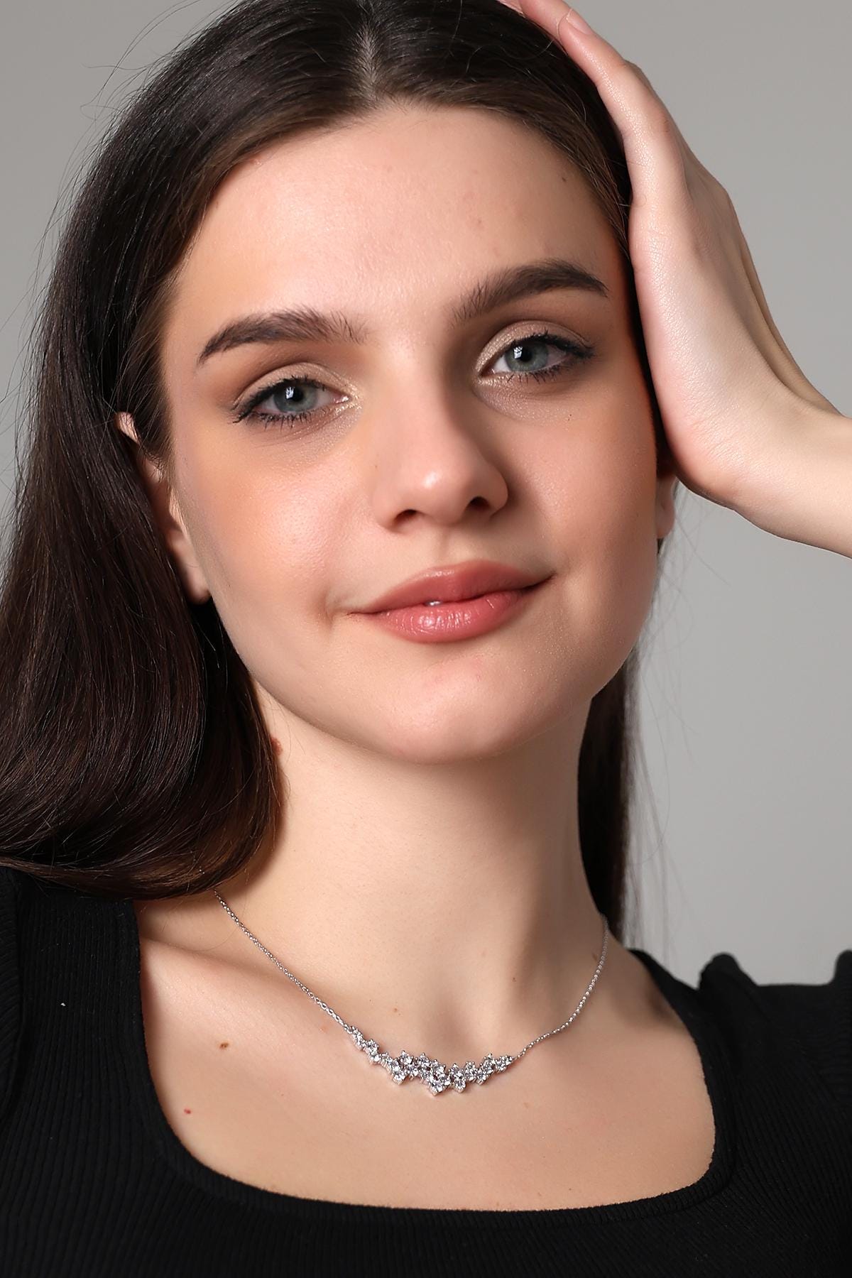 Timeless Cz Statement Necklace , Sparkling Sterling Silver Necklace , Delicate Wedding Necklace , Chic And Elegant Bridal Jewelry