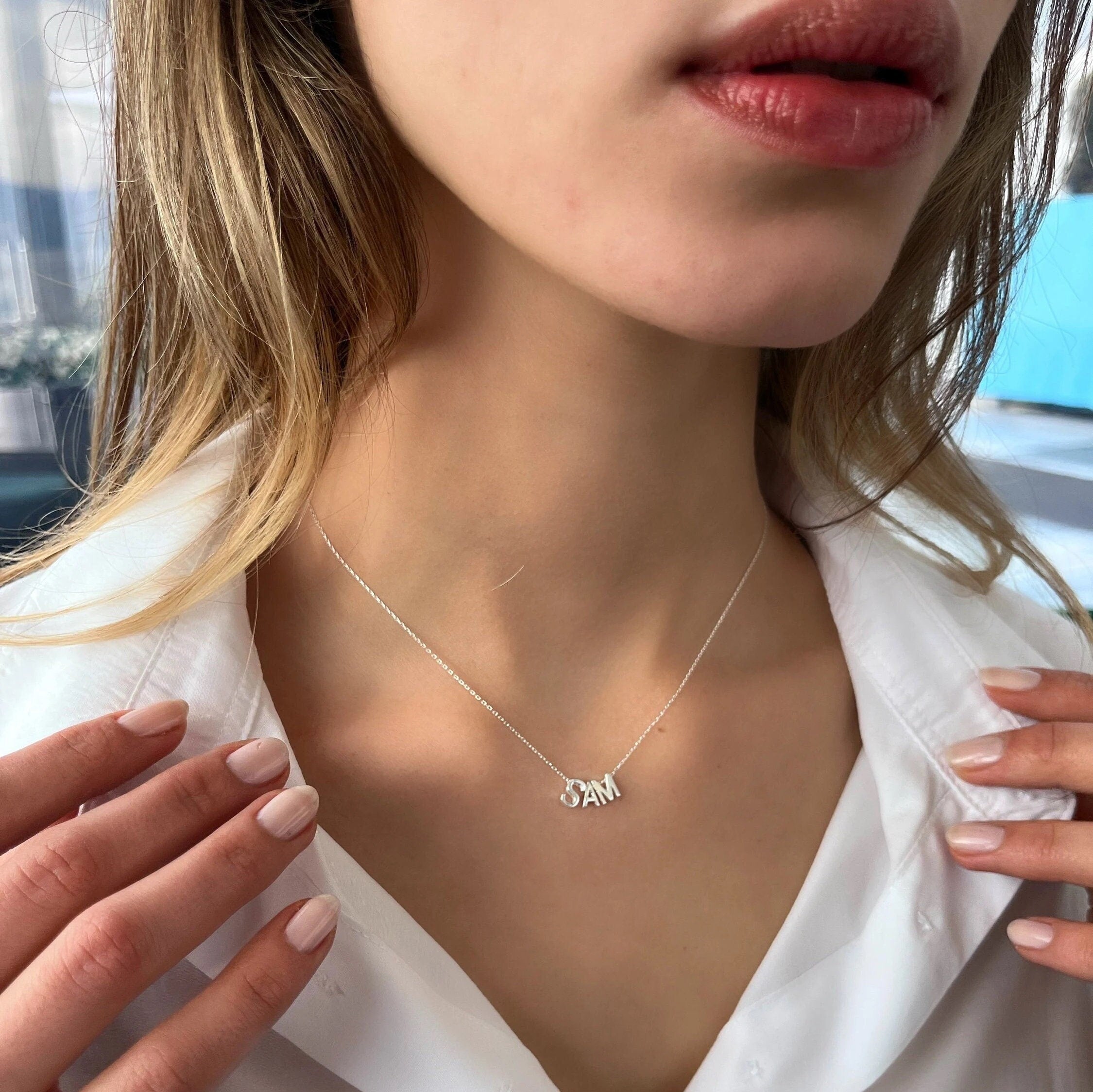 Personalized Multinitial Necklace - Sterling Silver Customized Name Necklace - Dainty Initial & Heart Pendant - Handmade Personalized Gift