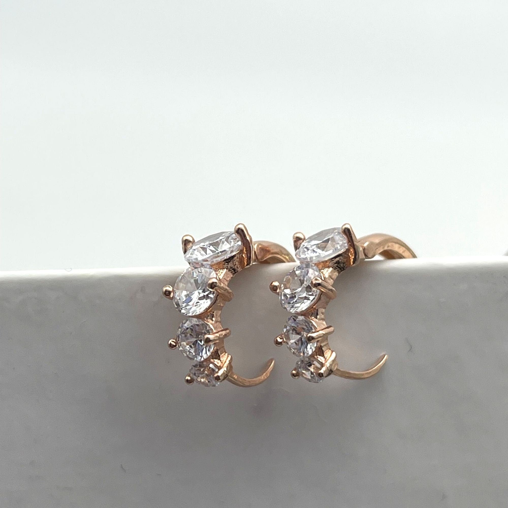 Cz Hoop Earrings - Rose Gold Huggie Hoop Earrings - Pave Ring Hoops - Cartilage Hoop Earrings - Pave Cz Huggie Hoops