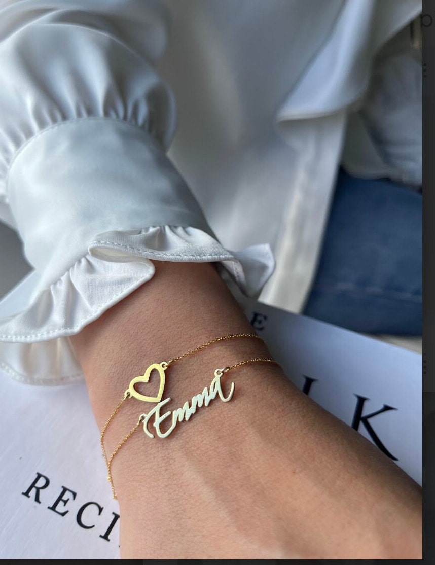 Personalized Name Bracelet - 925 Sterling Silver Bracelet - Customized Silver Bracelet - Emma Bracelet Monogram Bracelet -