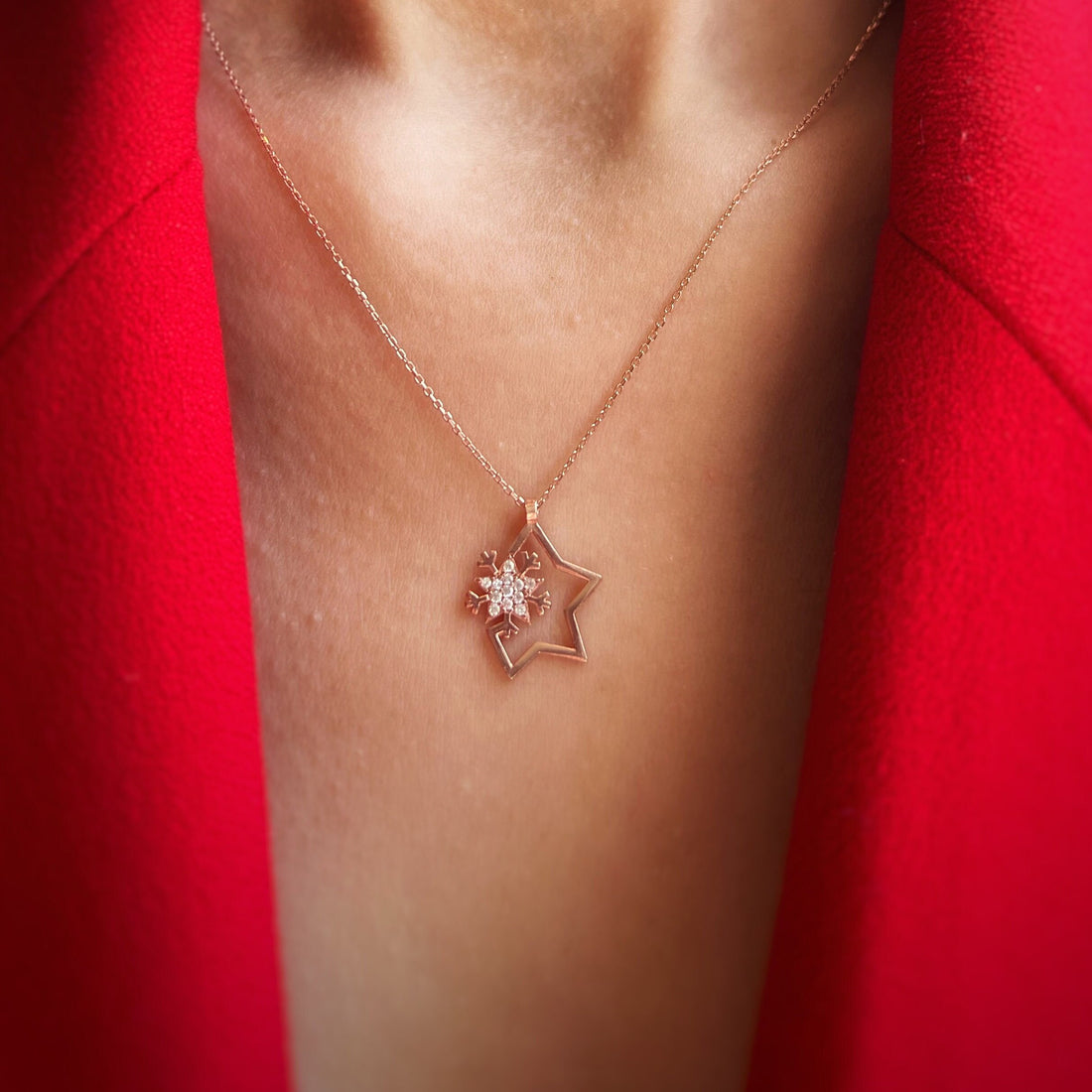 Engraved Star Pendant Silver Necklace | Sterling Silver Necklace | Zircon Star Pendant | Minimalist Star Necklace For Wife | Dainty Necklace