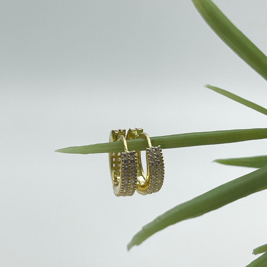 Petite Huggie Hoop Earrings - Pair Of Minimalist Two-way Huggie Hoop Earrings - Baguette Earrings - Twin Row Pave Cz Huggie Earrings