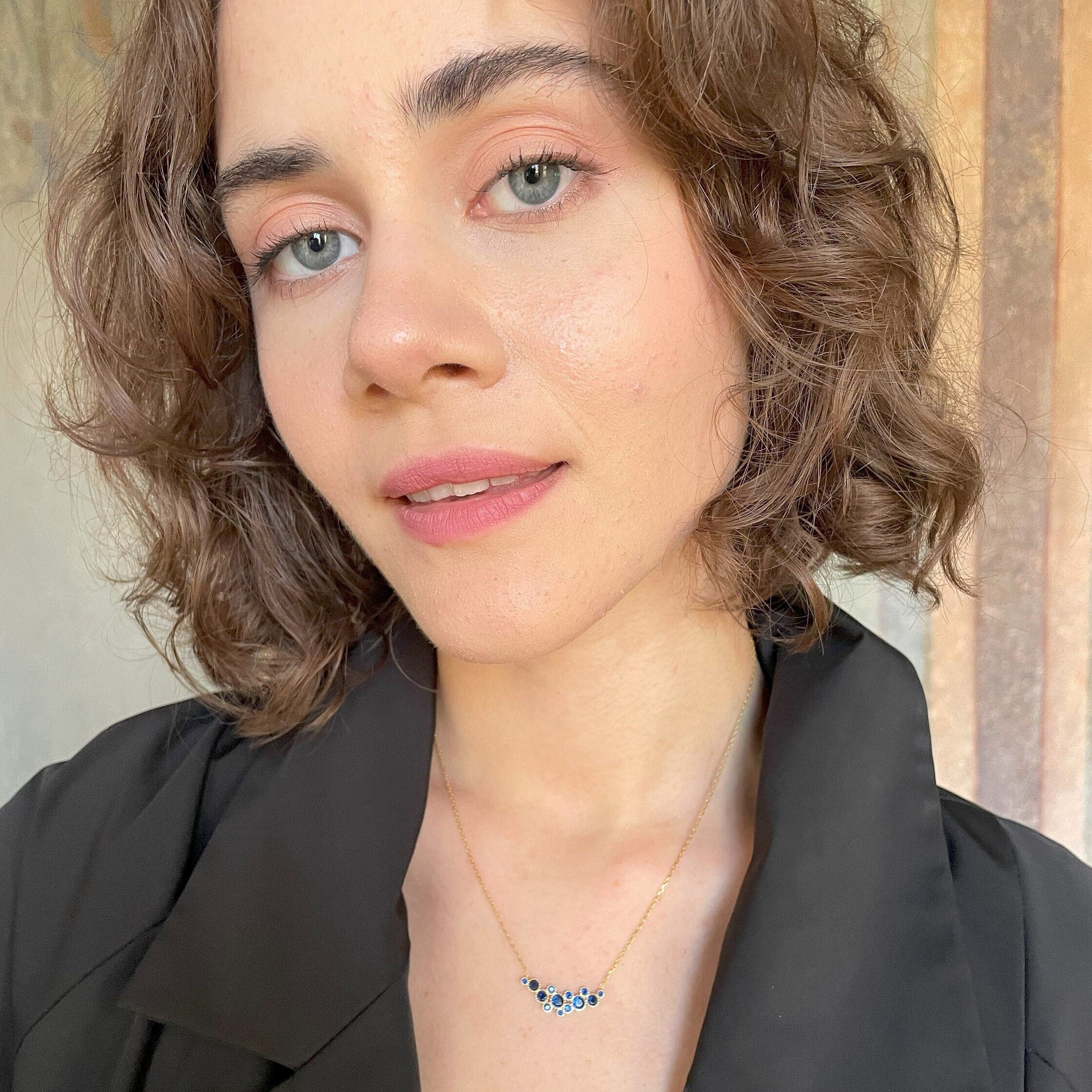 Round Cut Multicolor Birthstone Necklace - Emerald, December Blue, Sapphire, Mix Gemstones Jewelry - Gold Plated 925 Sterling Silver Jewelry