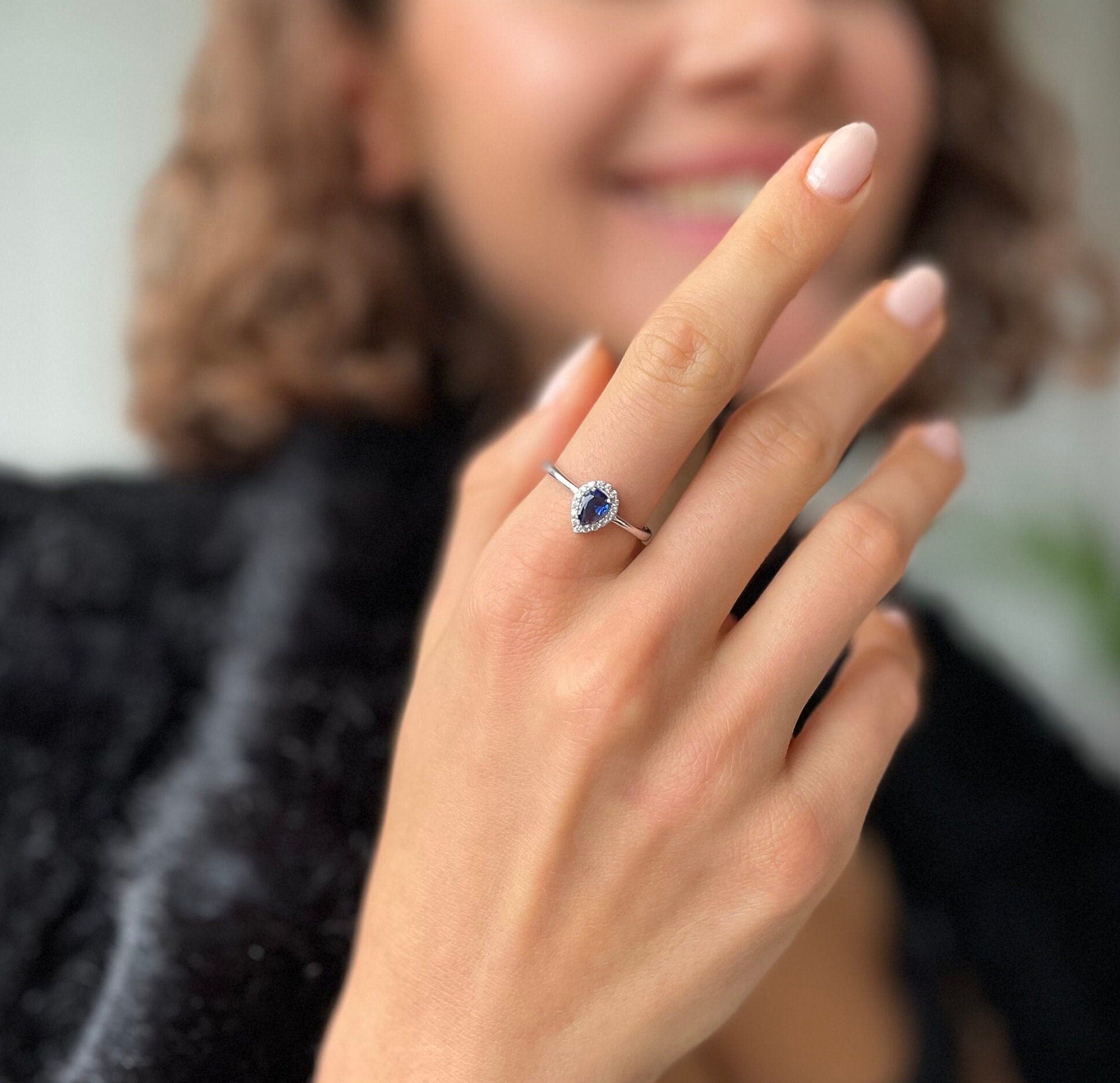 Sparkling Cz Teardrop Jewelry Set - Sapphire / Emerald / Crystal Gemstone Bracelet And Ring - Bridal Jewelry Set -