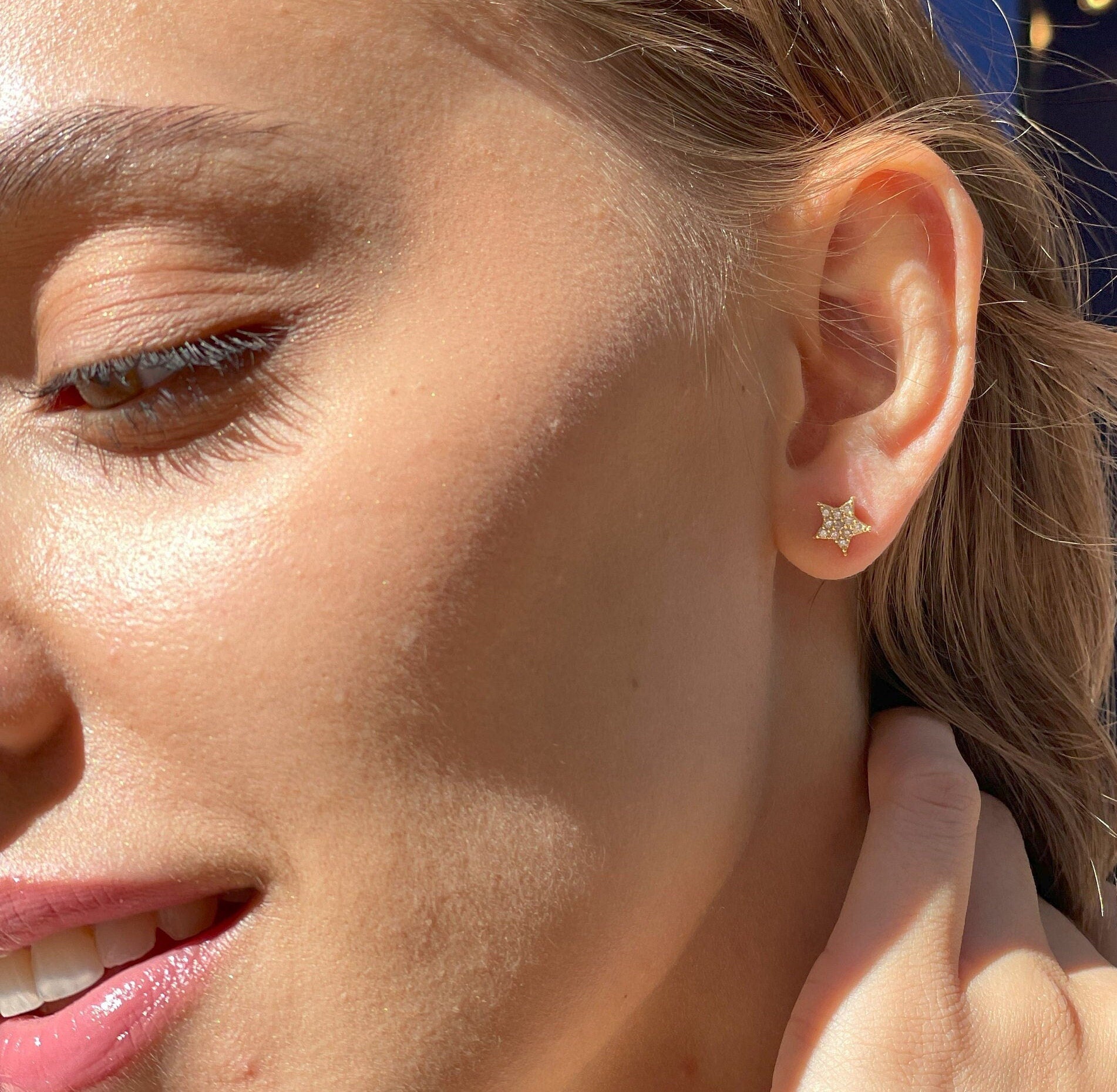 Sparkling Star Earrings - Minimalist Star Earrings With Zirconia Gemstones - Silver/gold Earrings - 925 Sterling Silver Jewelry