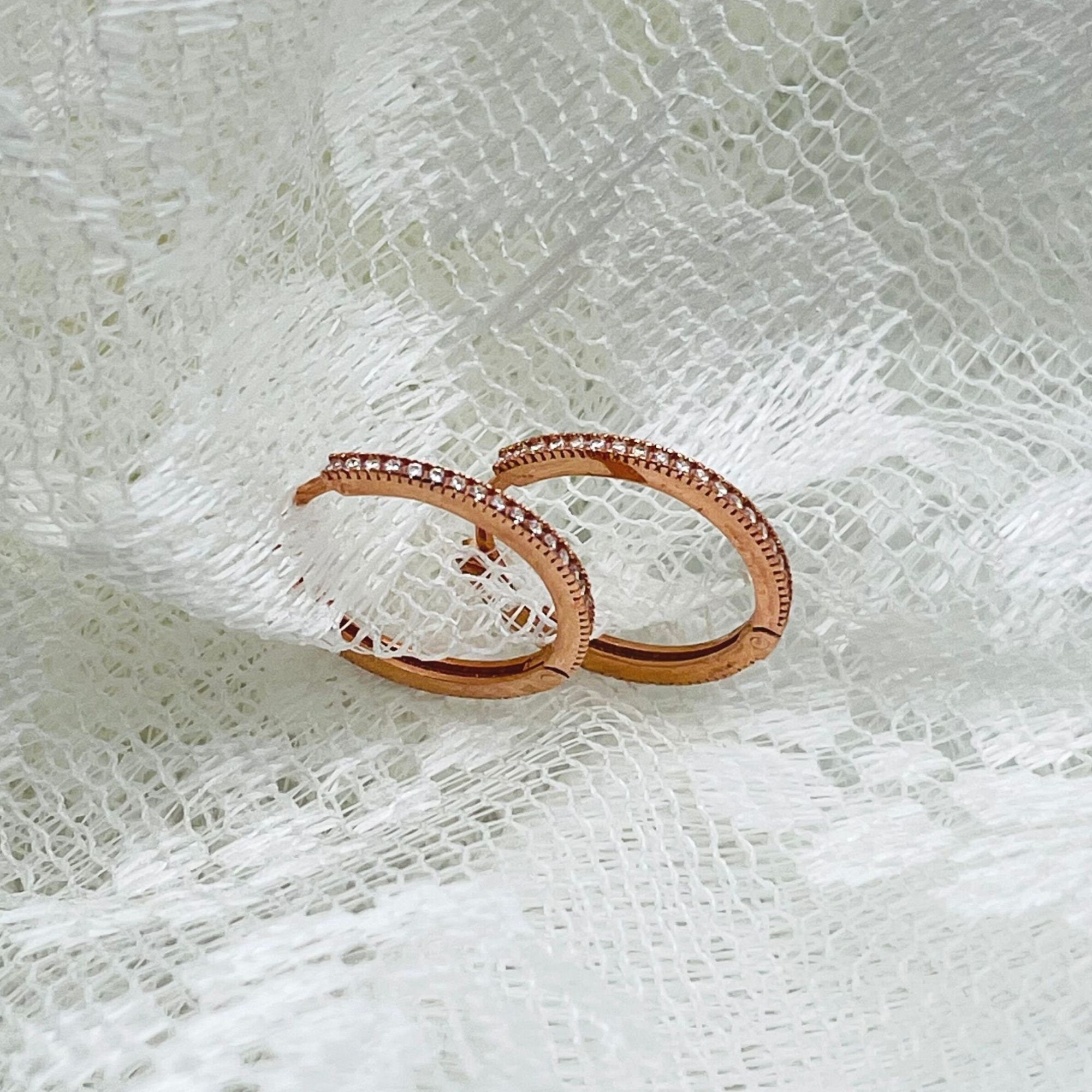 Cz White Zircon Hoop Earrings - Huggie Hoop Earrings - Cz Pave White Colour Hoops - Drop Earrings - Minimalist Hoops