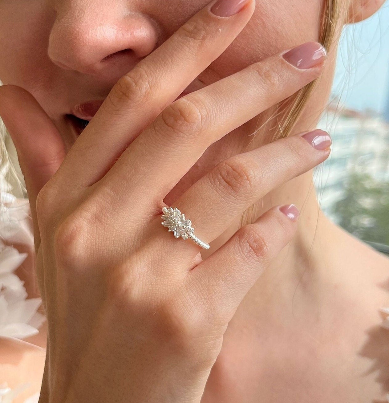 Sterling Silver Sparkle Ring, Handmade Sparkling Silver Band Ring, Twinkling Brilliance: Sterling Silver Sparkle Adjustable Ring