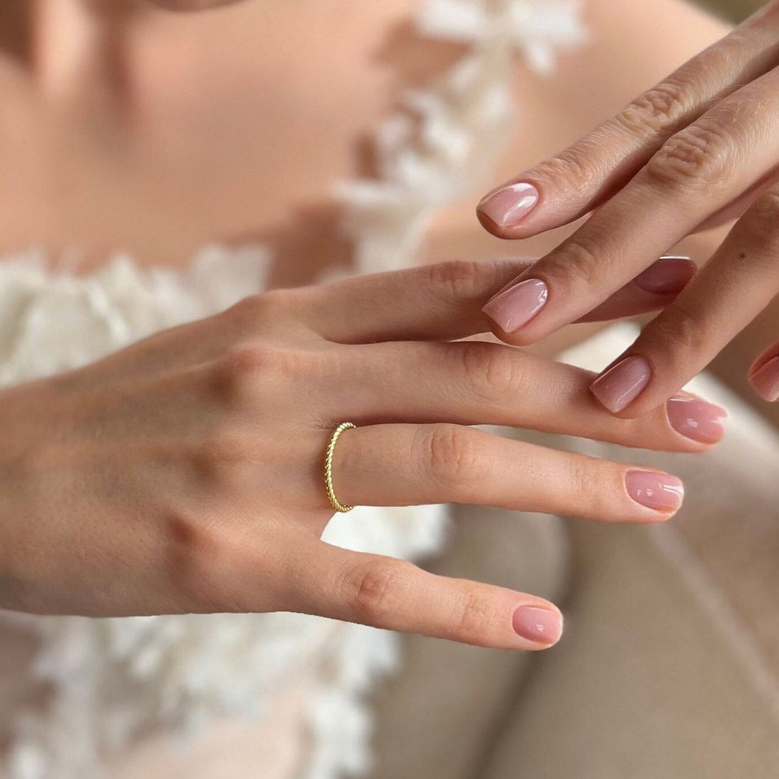 Gold Color Twisted Rope Ring - Anniversary Ring - Thin Gold Band Dainty Ring - Wedding Band - Sterling Silver Summer Jewelry