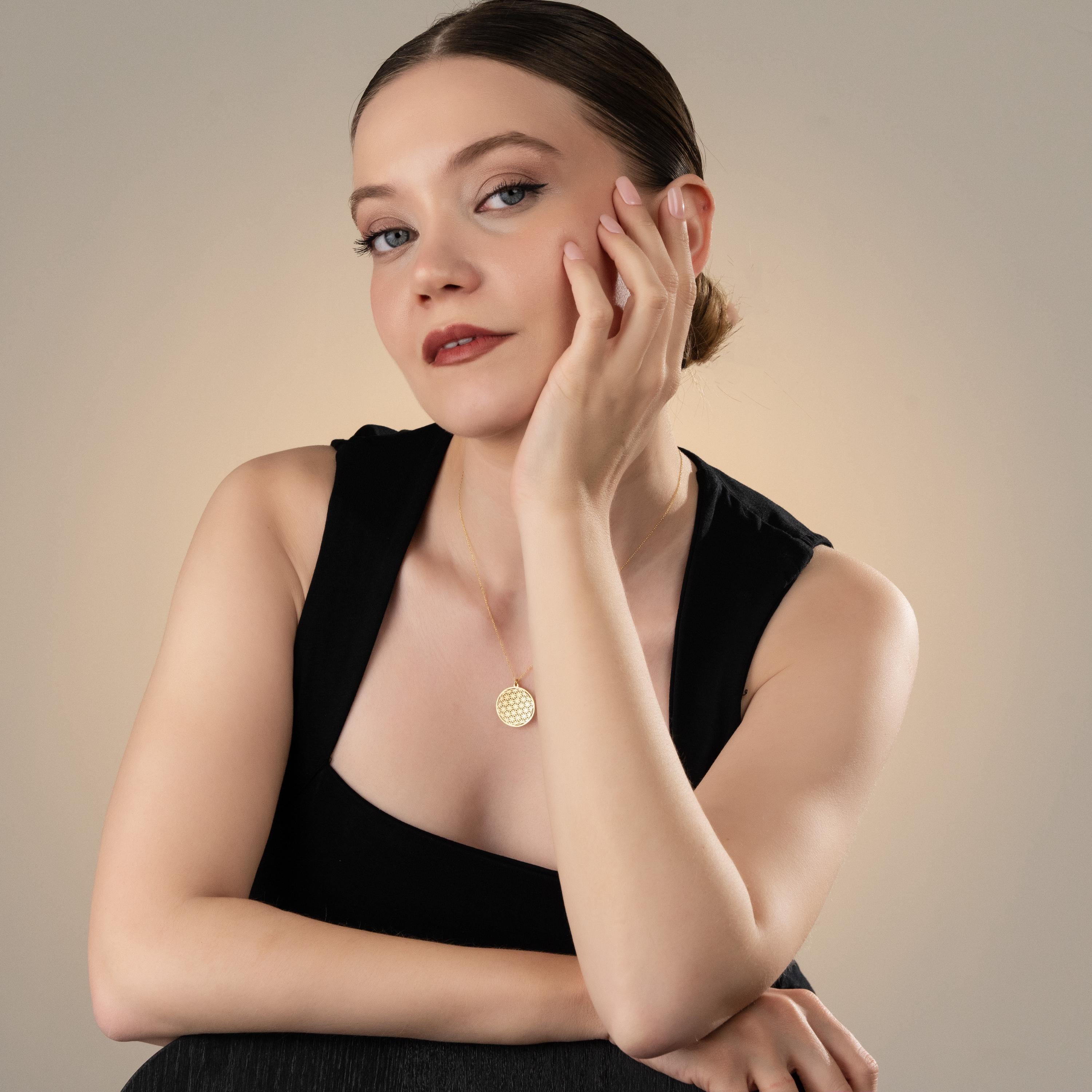 Gold Flower Of Life Medallion Necklace, Sacred Geometry Pendant