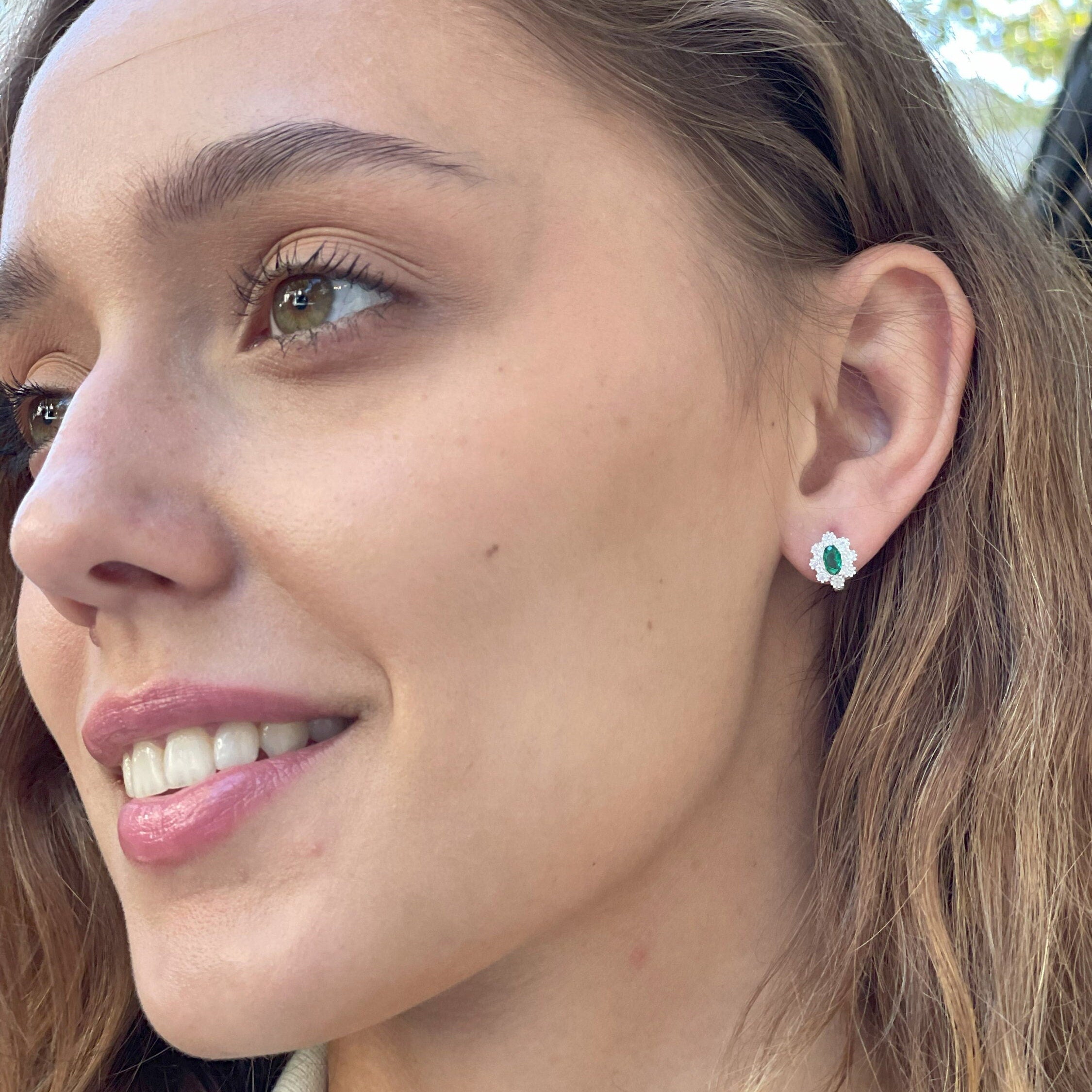 Vintage Emerald Earrings - Dainty Emerald Cz Earrings - Sterling Silver Jewelry - Minimalist Jewelry