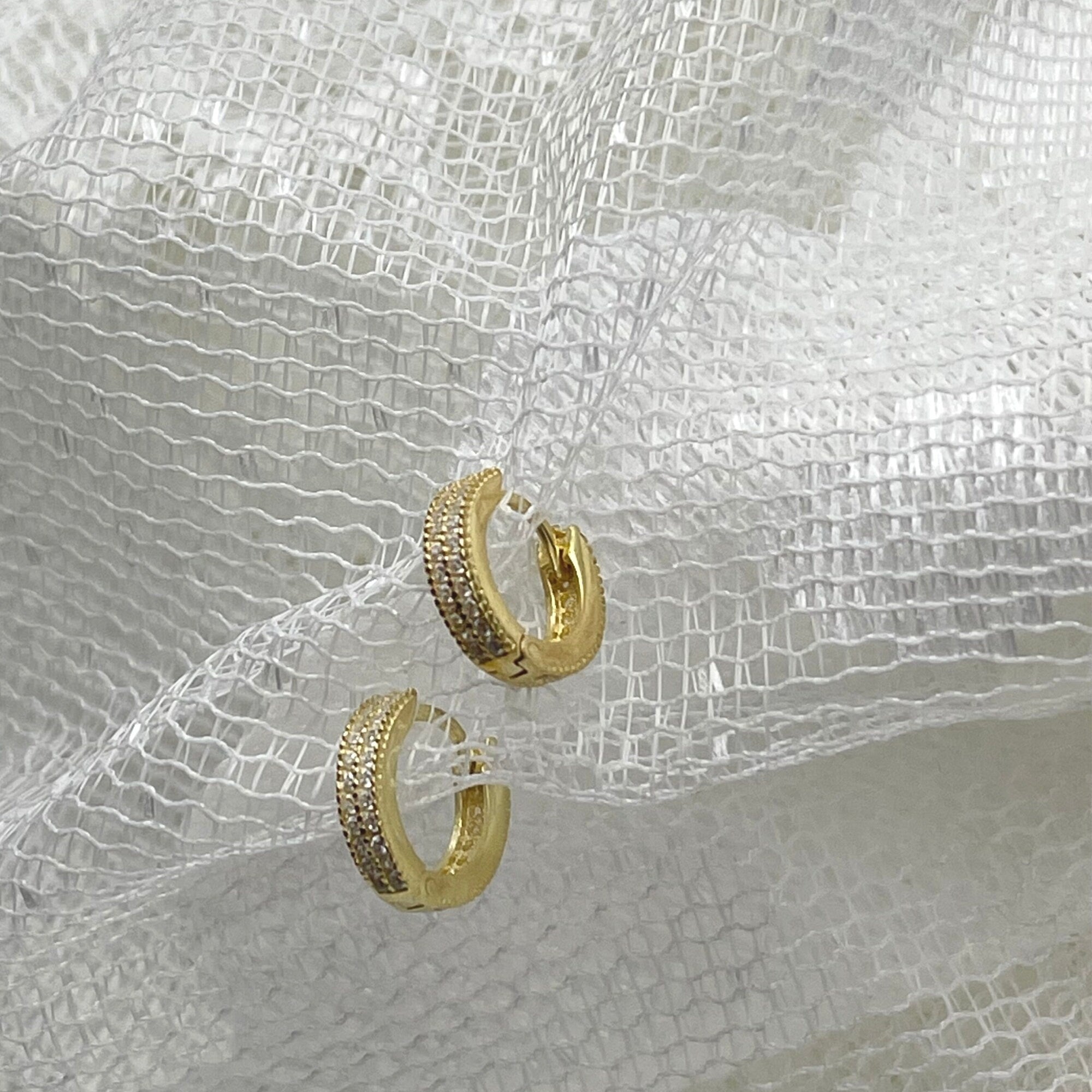 Petite Huggie Hoop Earrings - Pair Of Minimalist Two-way Huggie Hoop Earrings - Baguette Earrings - Twin Row Pave Cz Huggie Earrings