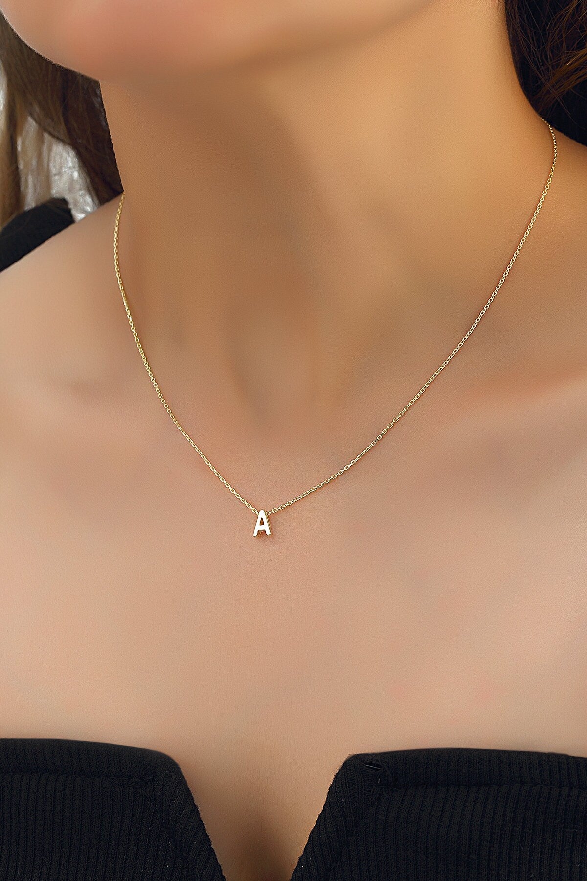 Personalized Initial Necklace, Sterling Silver Letter Pendant