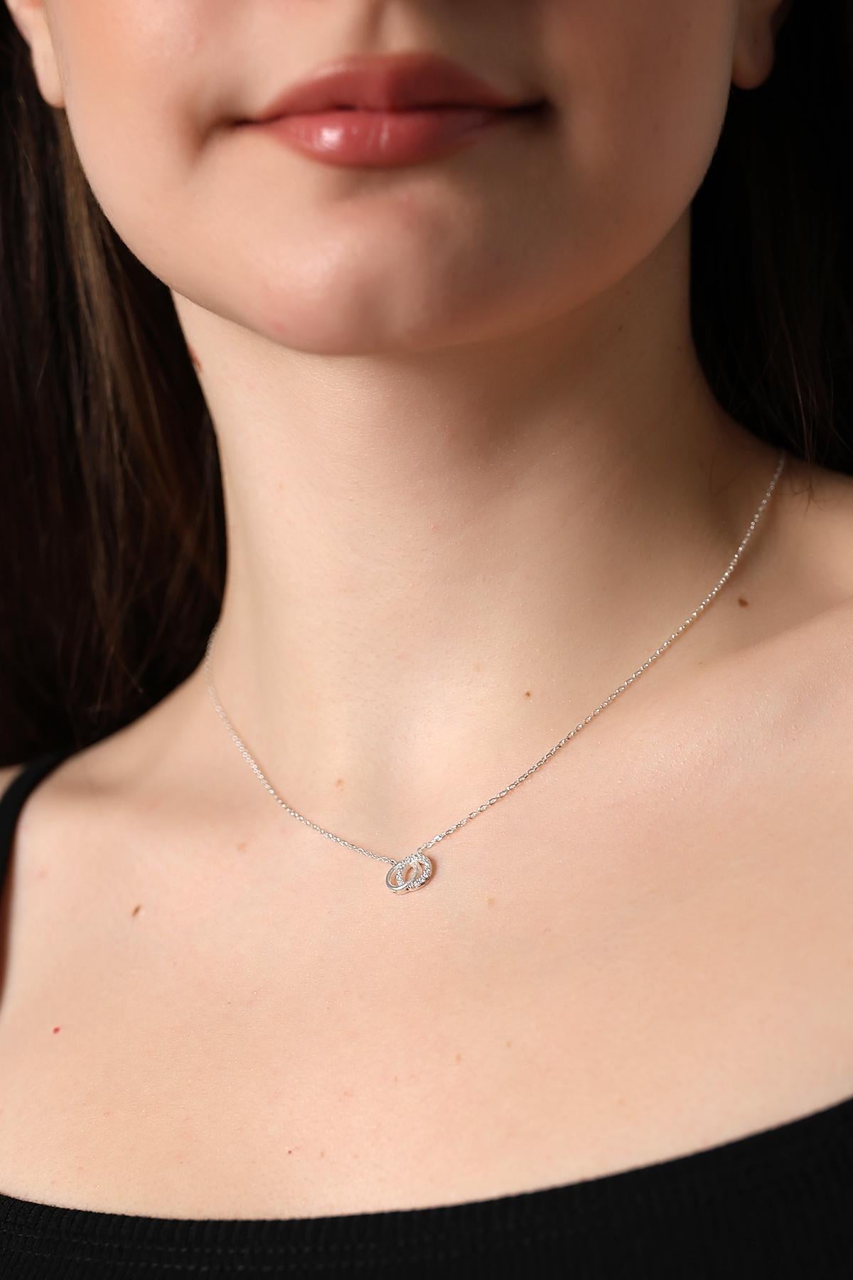 Infinity Linked Circles Pendant , Elegant Silver Double Ring Necklace , Timeless And Minimalist Design , Friendship & Love Inspired Gift