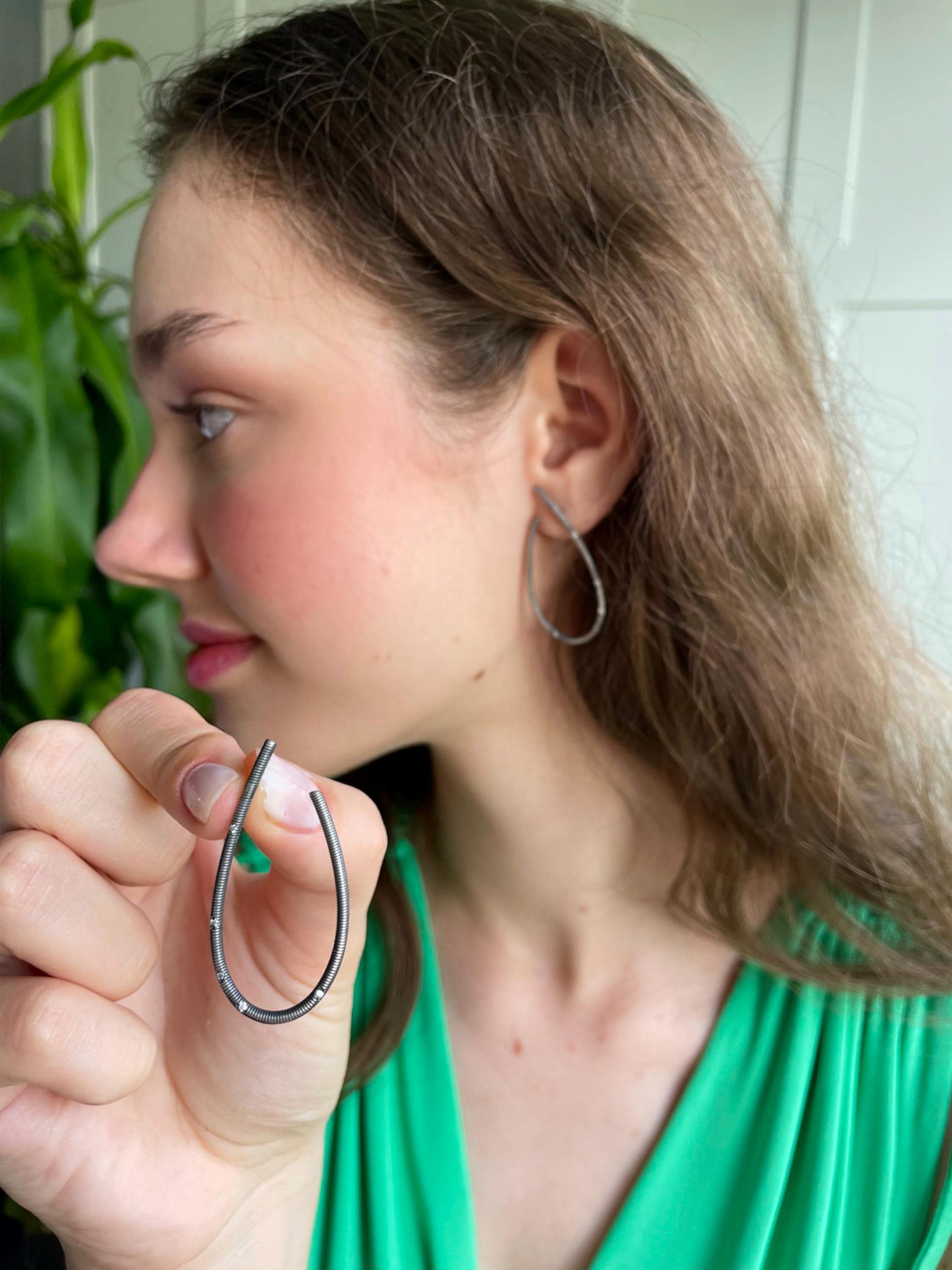 Large Hoop Earrings - Sterling Silver Hoop Earrings For A Stylish Look - Handmade Silver Oxidised Jewelry - Stud Earrings