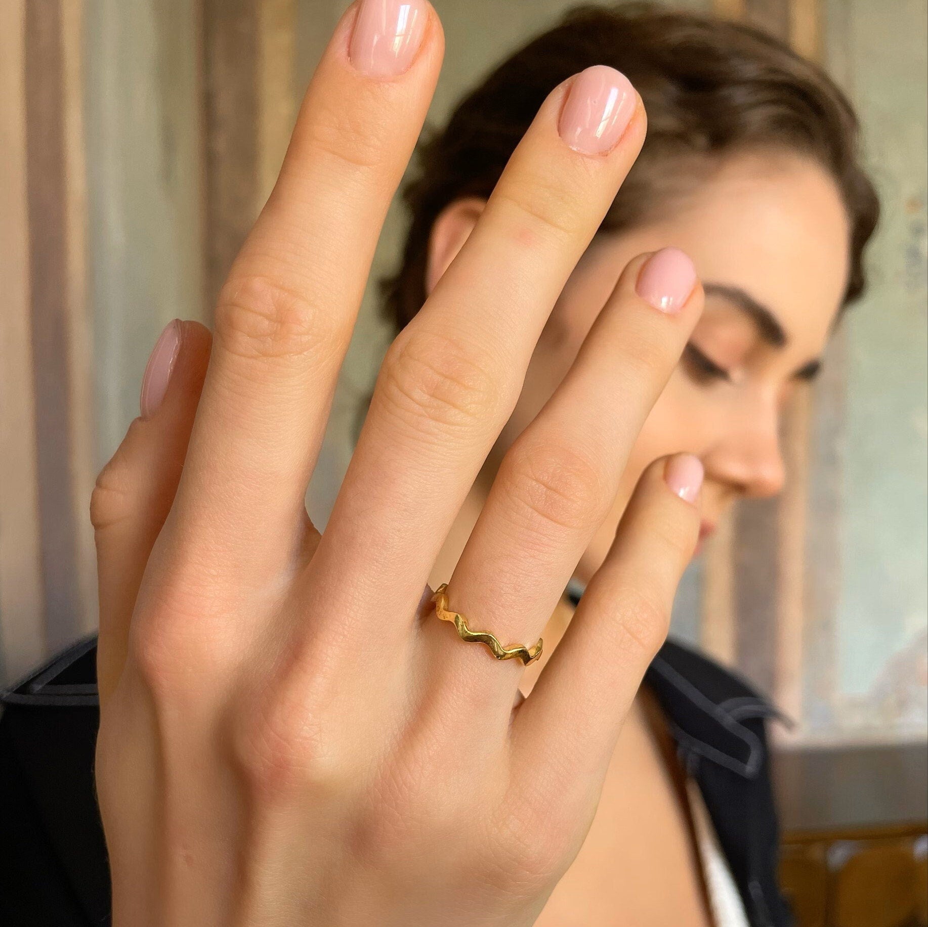 Simple And Elegant Zigzag Ring - Silver, Gold, Rose Gold Zigzag Ring - 925 Sterling Silver Wave Stackable Ring -