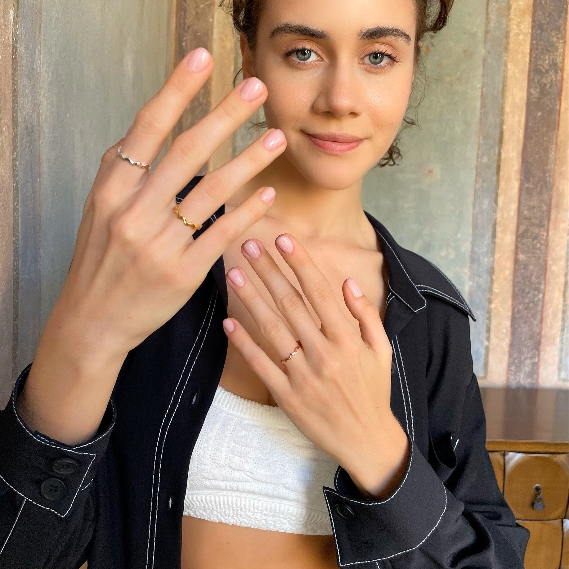 Simple And Elegant Zigzag Ring - Silver, Gold, Rose Gold Zigzag Ring - 925 Sterling Silver Wave Stackable Ring -