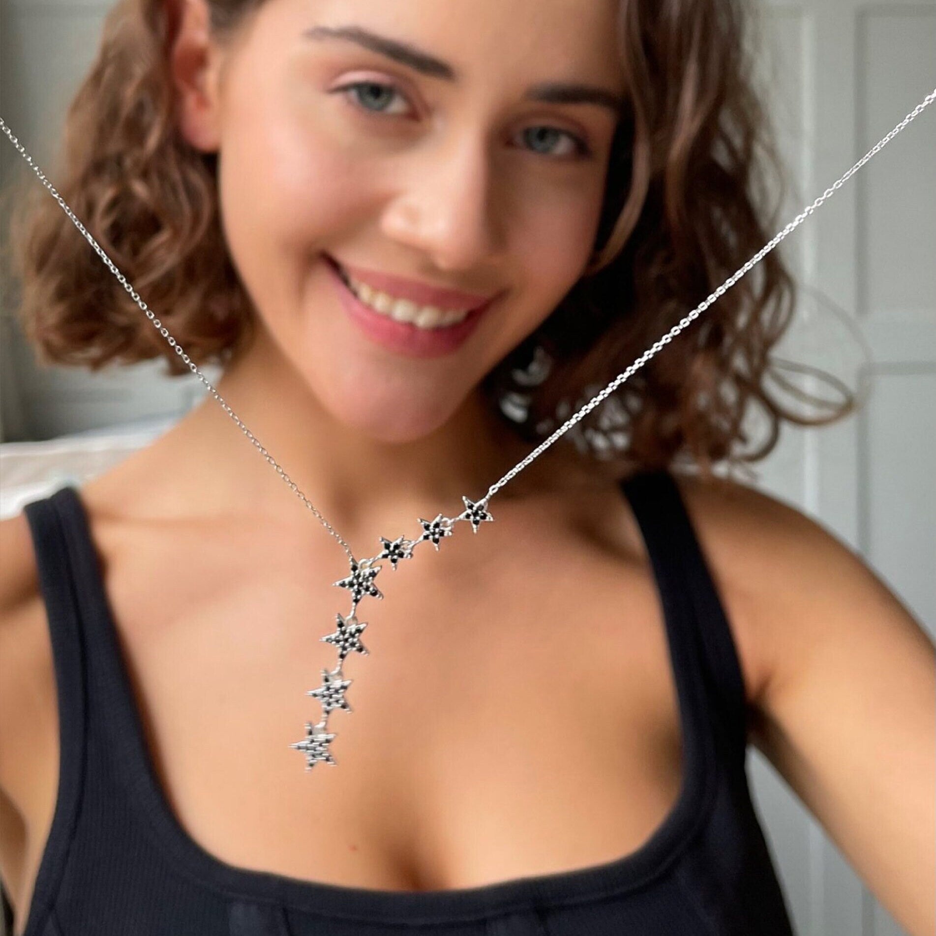 Star Lariat Jewelry Set - Silver / Gold / Rose Gold Star Lariat Necklace & Bracelet Set - Sterling Silver Jewelry -