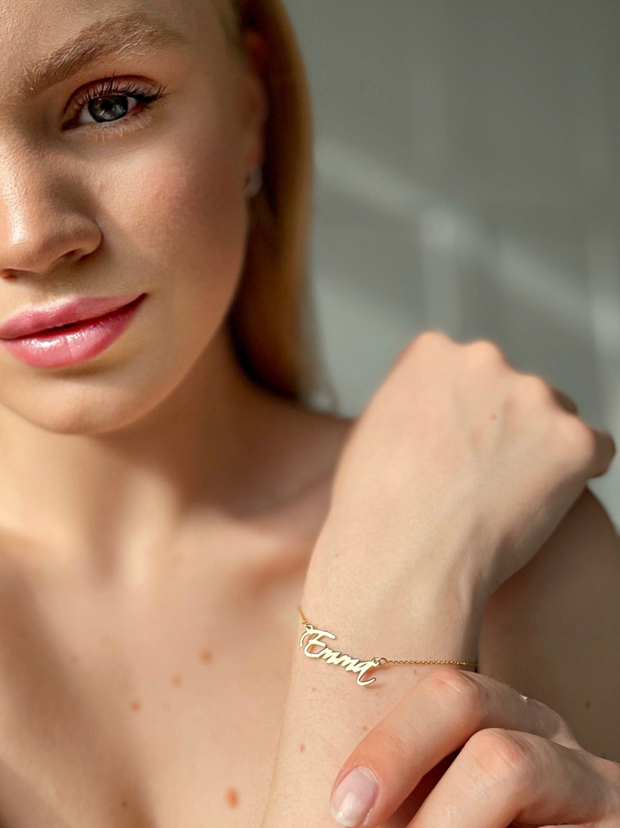 Personalized Name Bracelet - 925 Sterling Silver Bracelet - Customized Silver Bracelet - Emma Bracelet Monogram Bracelet -