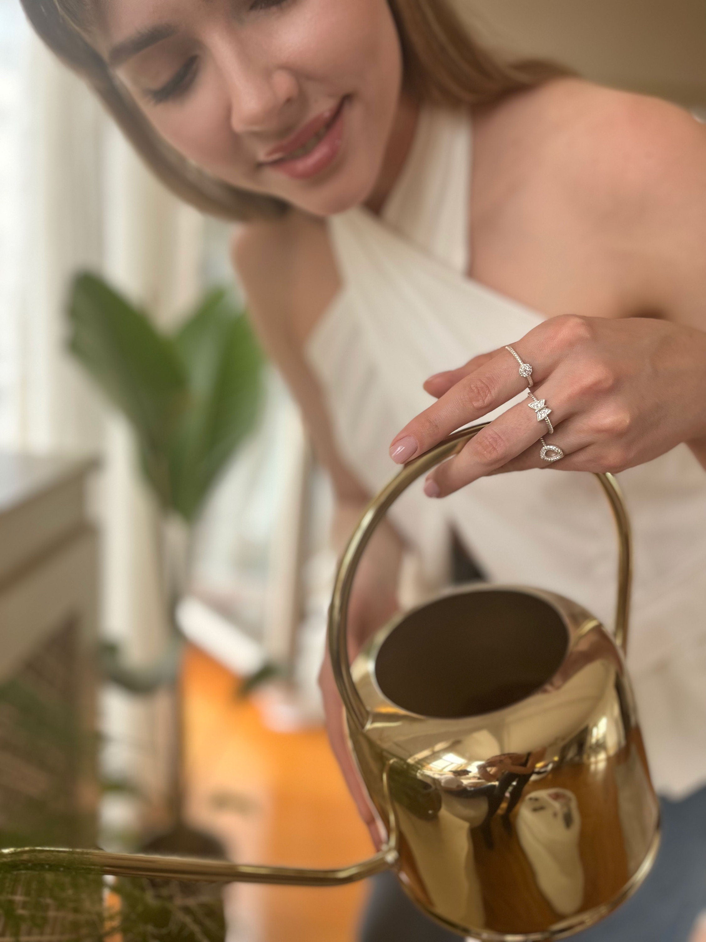 Minimalist & Delicate Butterfly Ring - 925 Sterling Silver Dainty Adjustable Butterfly Ring - Cubic Zirconia Jewelry - Best Friend Gift