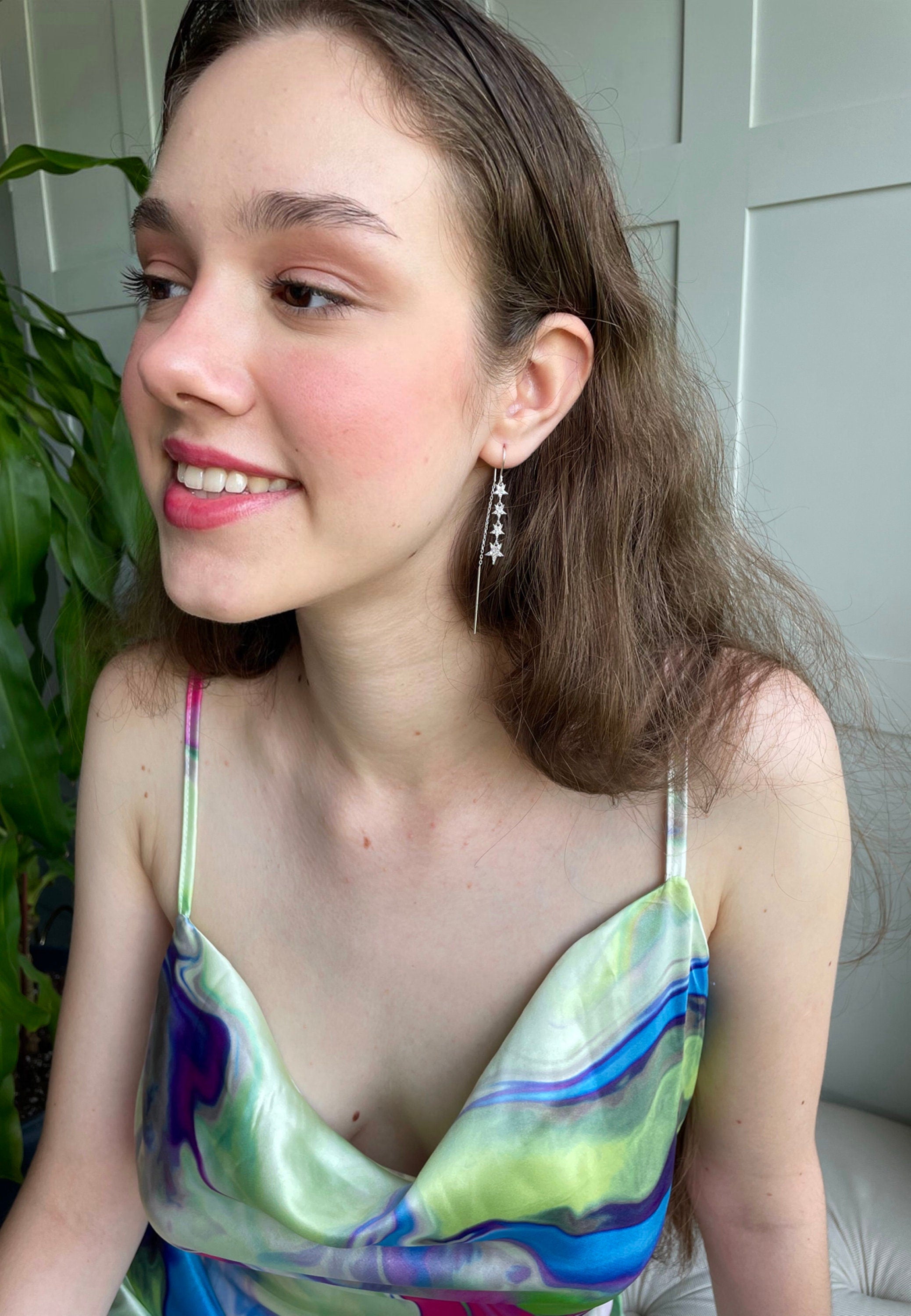 Star Lariat Dangle Earrings - Dangling Star Chain Earrings - Minimalist Star Drop Earrings - Celestial Tassel Earrings - Dainty Gift