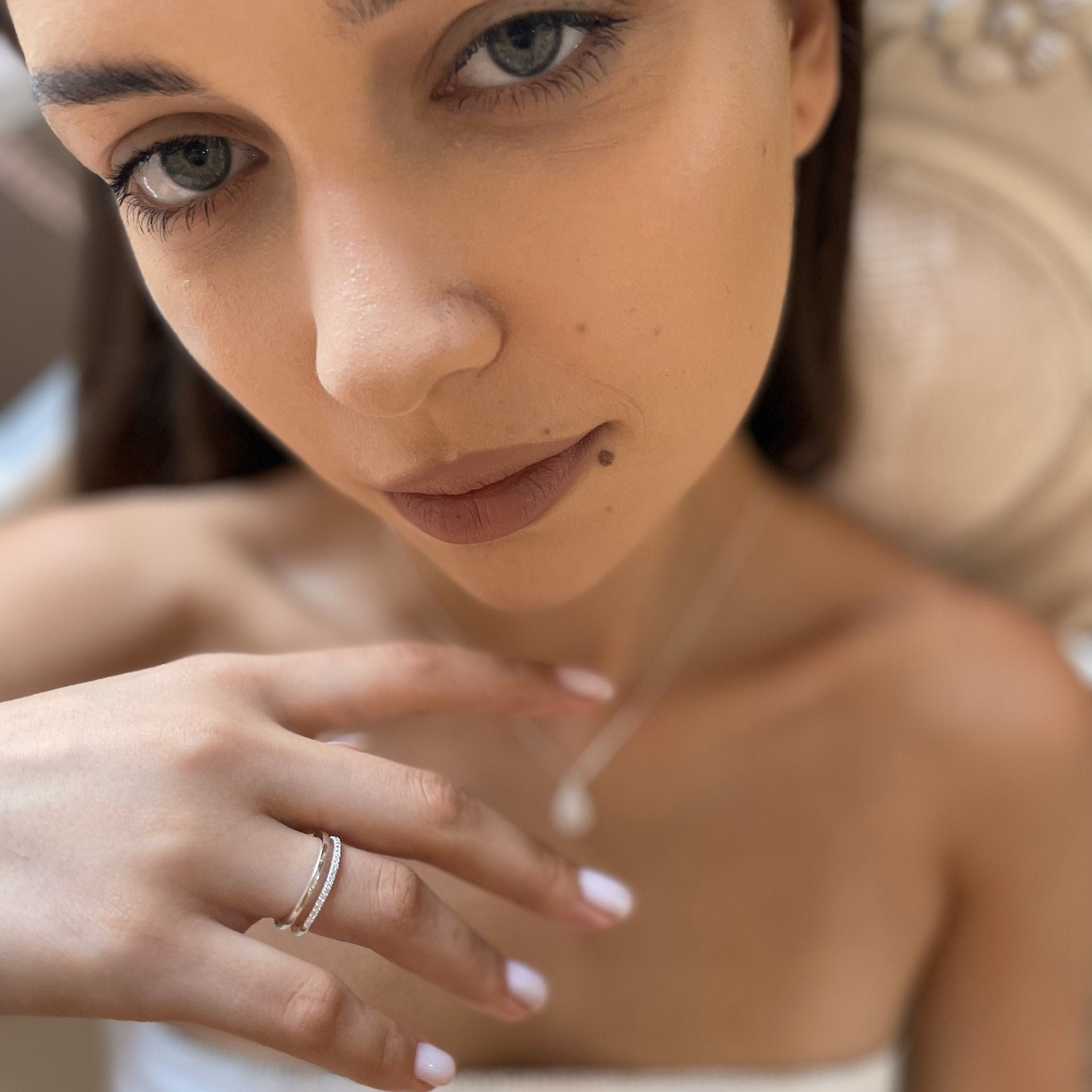 Elegant Double Band Eternity Ring - Infinity Wedding Ring - Minimalist Sterling Silver Jewelry - Cz Double Row Ring - Gold/silver/rose Ring