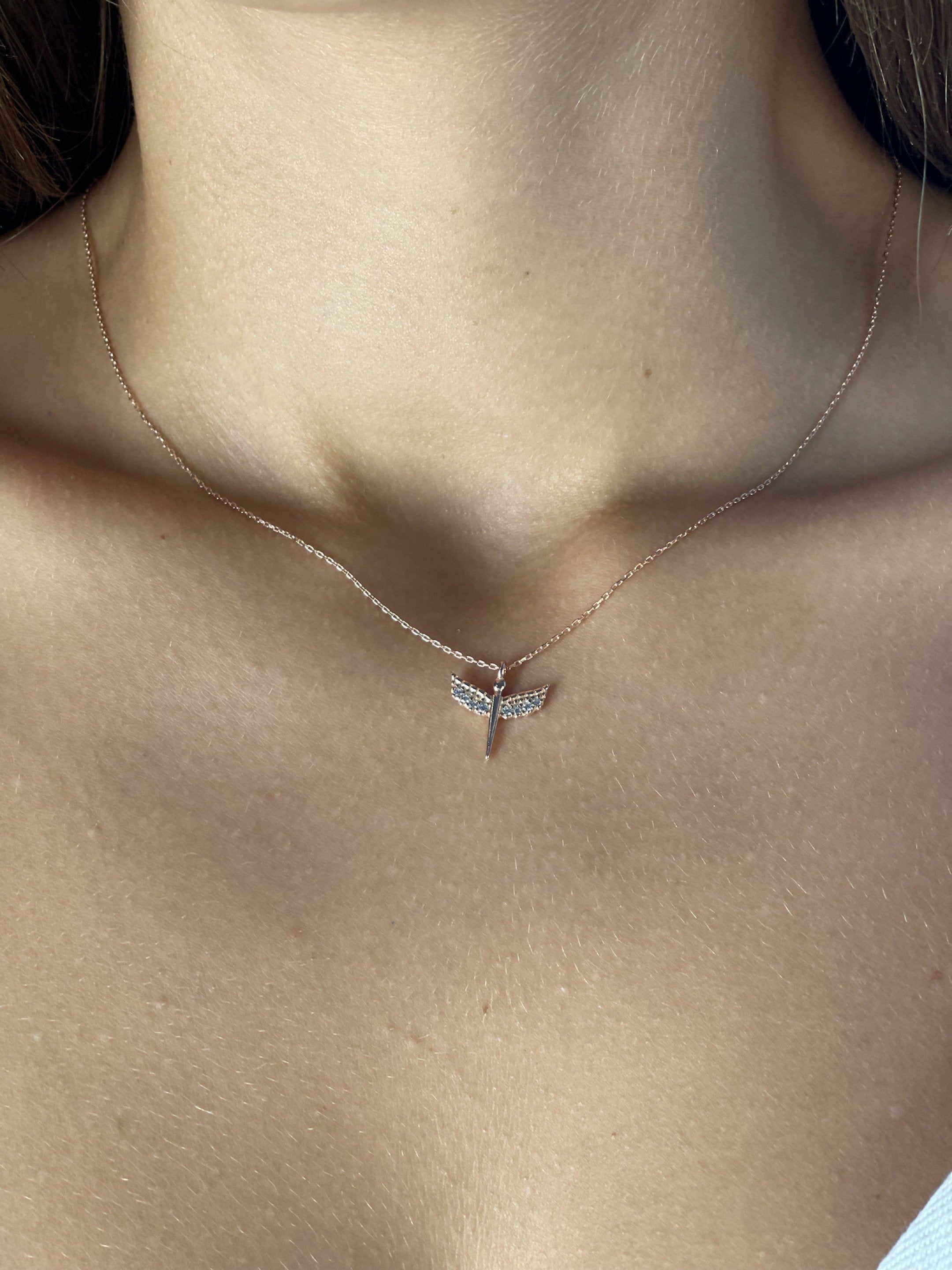 Guardian Angel Silver Necklace, Archangel Sterling Pendant, Baby Angel Necklace, Catholic Jewelry, , Handmade Gift Idea, Personalized Gift