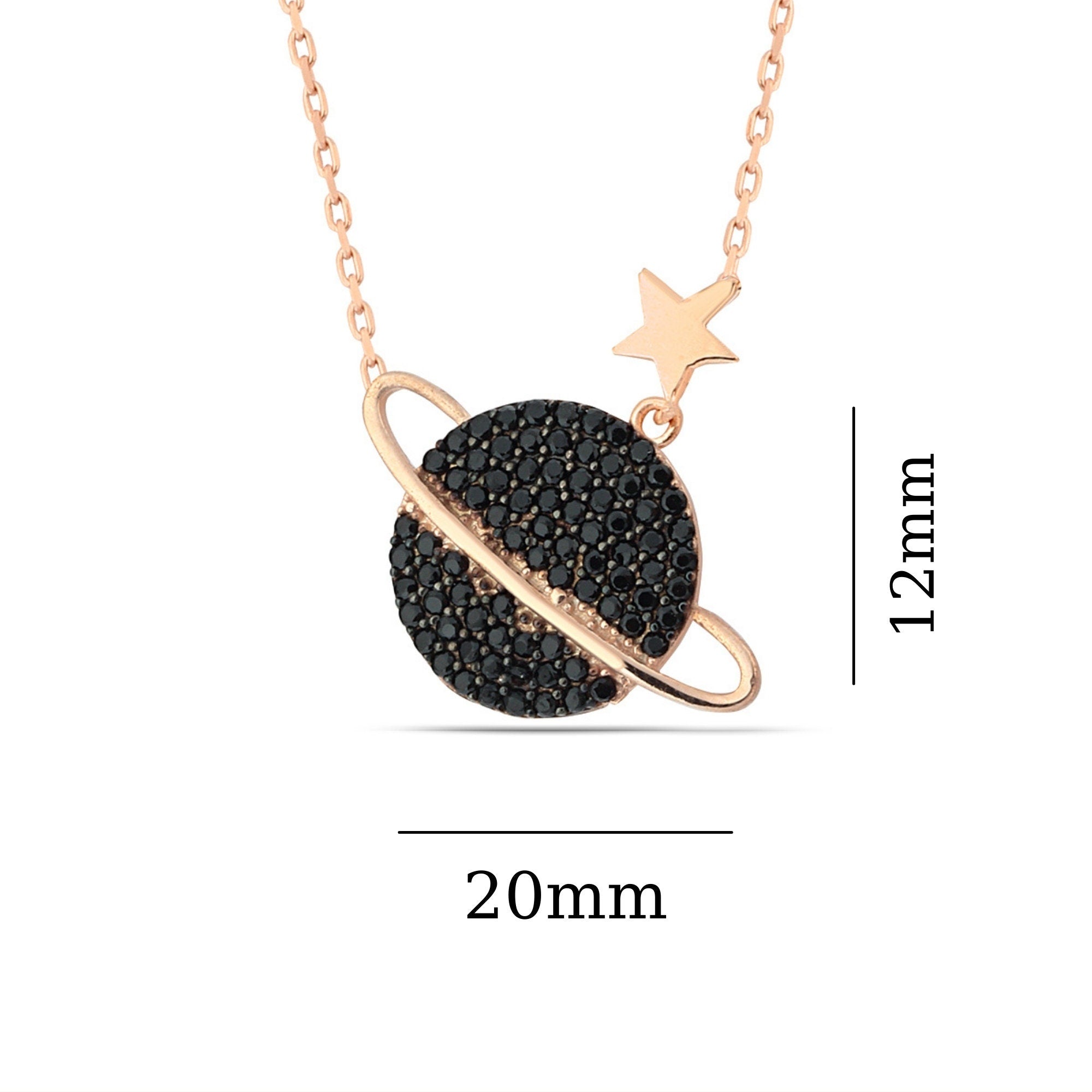 Galaxy Sterling Silver Necklace, Planet Star Jewelry Pendant, , Pave Necklace Personalized Gift, Delicate Silver Necklace