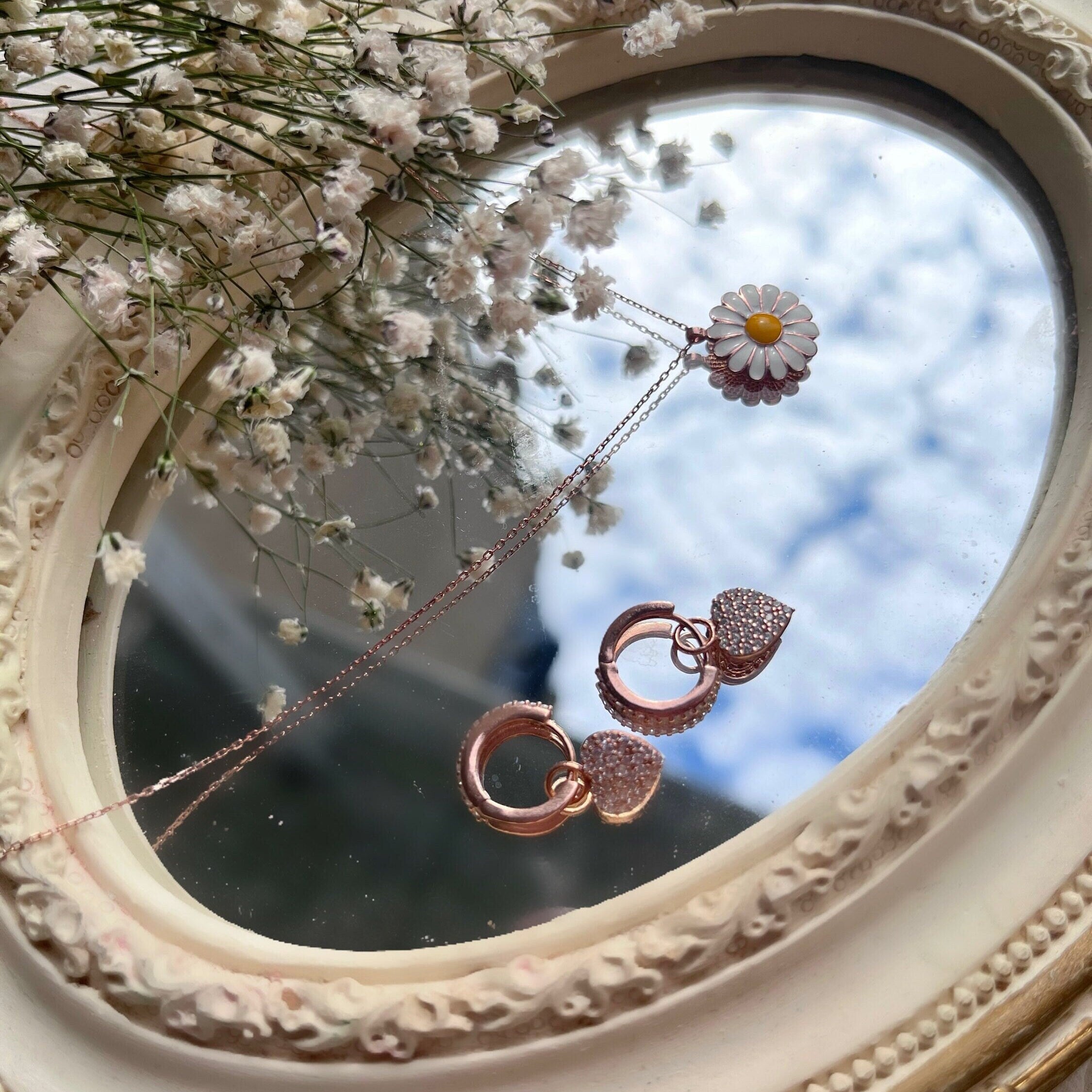Small Pave Heart Charm Hoop Earrings - 925 Sterling Silver Cz Heart Charm Hoops - Dainty Minimalist Earrings - Delicate Rose Gold Earrings