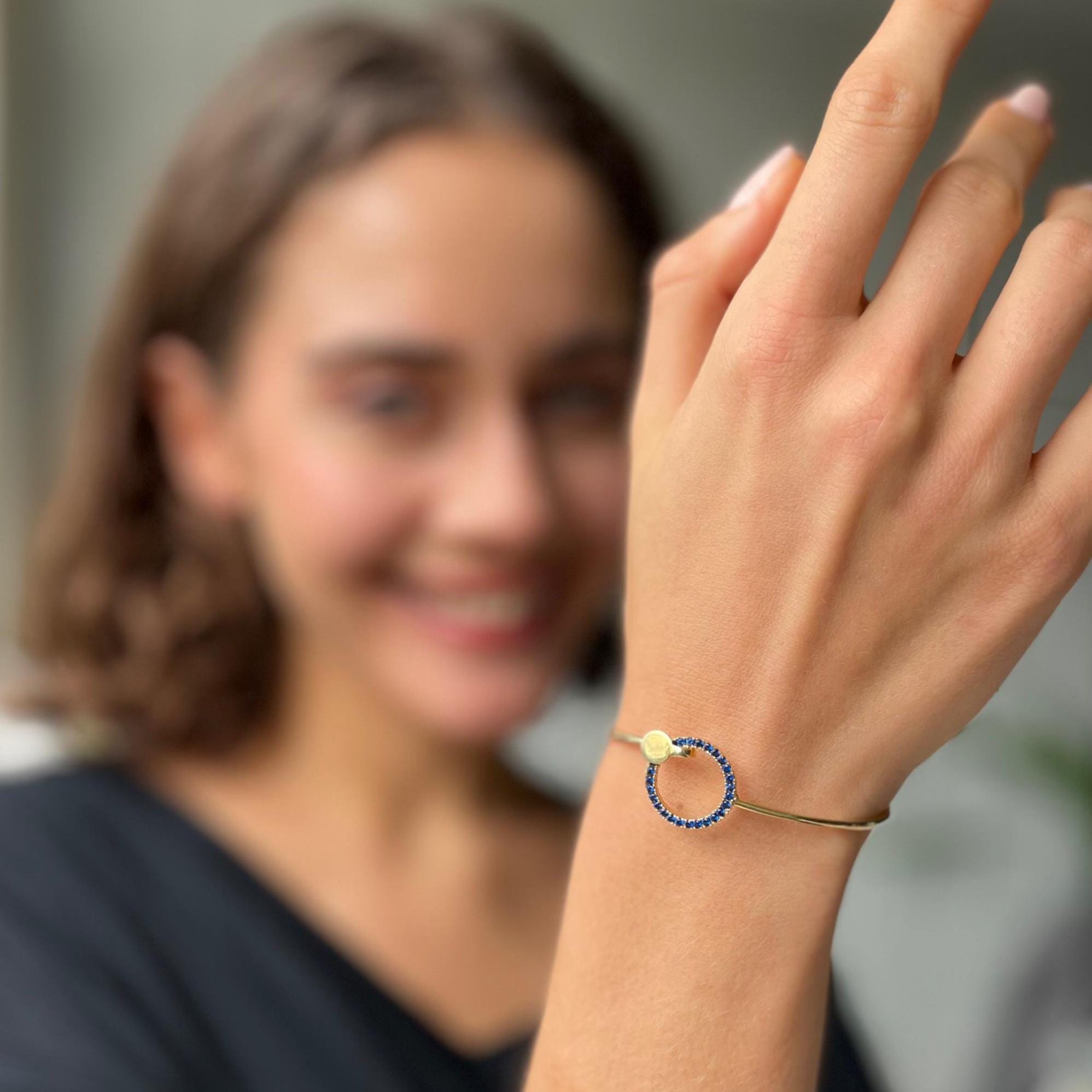 Cubic Zirconia Circle Cuff Bracelet - Silver / Gold / Rose Gold Circle Bangle - Dazzling Circle Cuff Bracelet - Fancy Bracelet