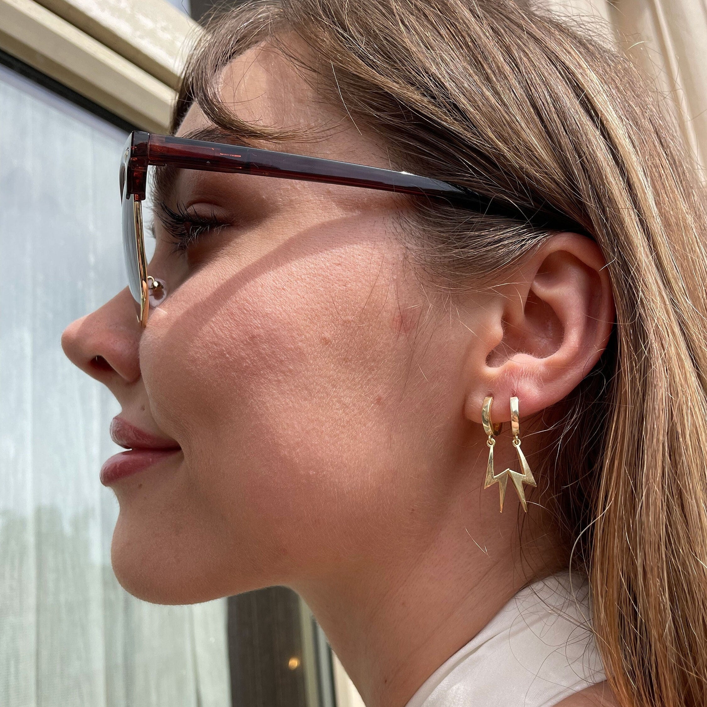 Thunder Lightning Hoop Earrings, Rock N Roll Style Earrings, Pink Concert Feeling, Art Deco & Street Style Earrings, Celebrate Pride Month