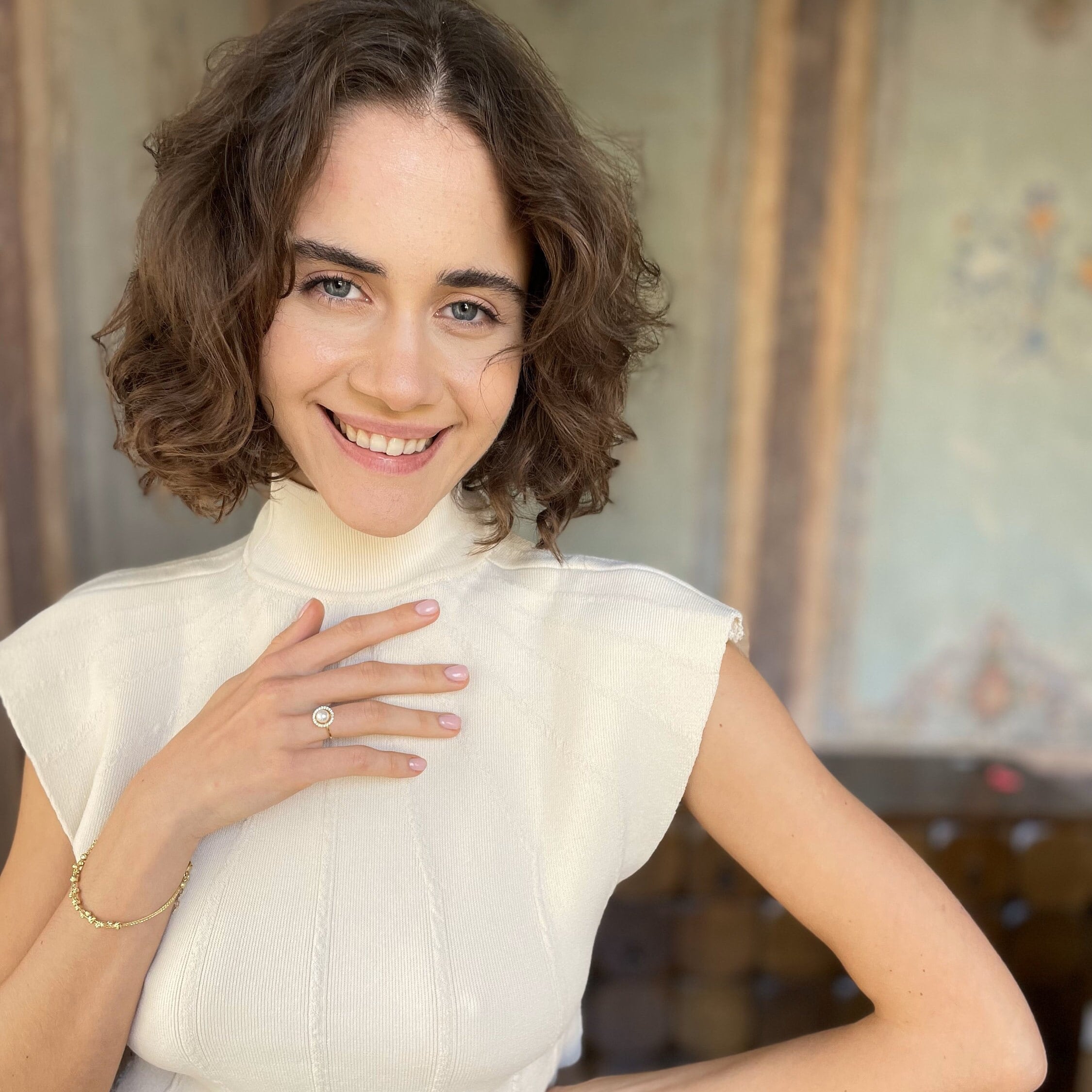 Vintage Zirconia Frame Pearl Ring - Round Pearl Ring With Zirconia Frame - Minimalist Silver/ Gold / Rose Gold Pearl Ring -