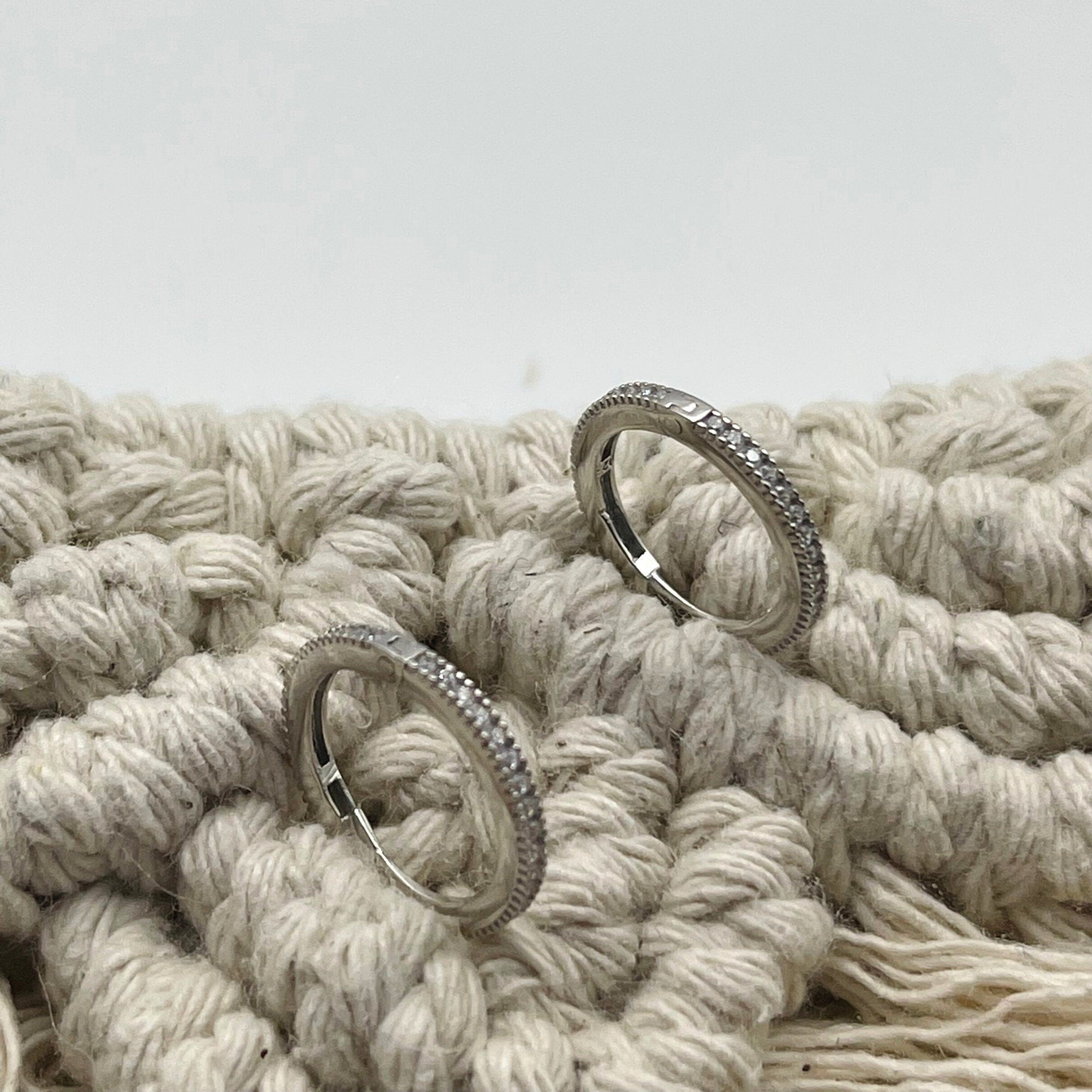 Tiny Silver Hoop Earrings - Huggie Hoop Earrings - Cartilage Hoop - Sterling Silver Cz Huggie Hoop - Tragus Hoop - Small Helix Hoop