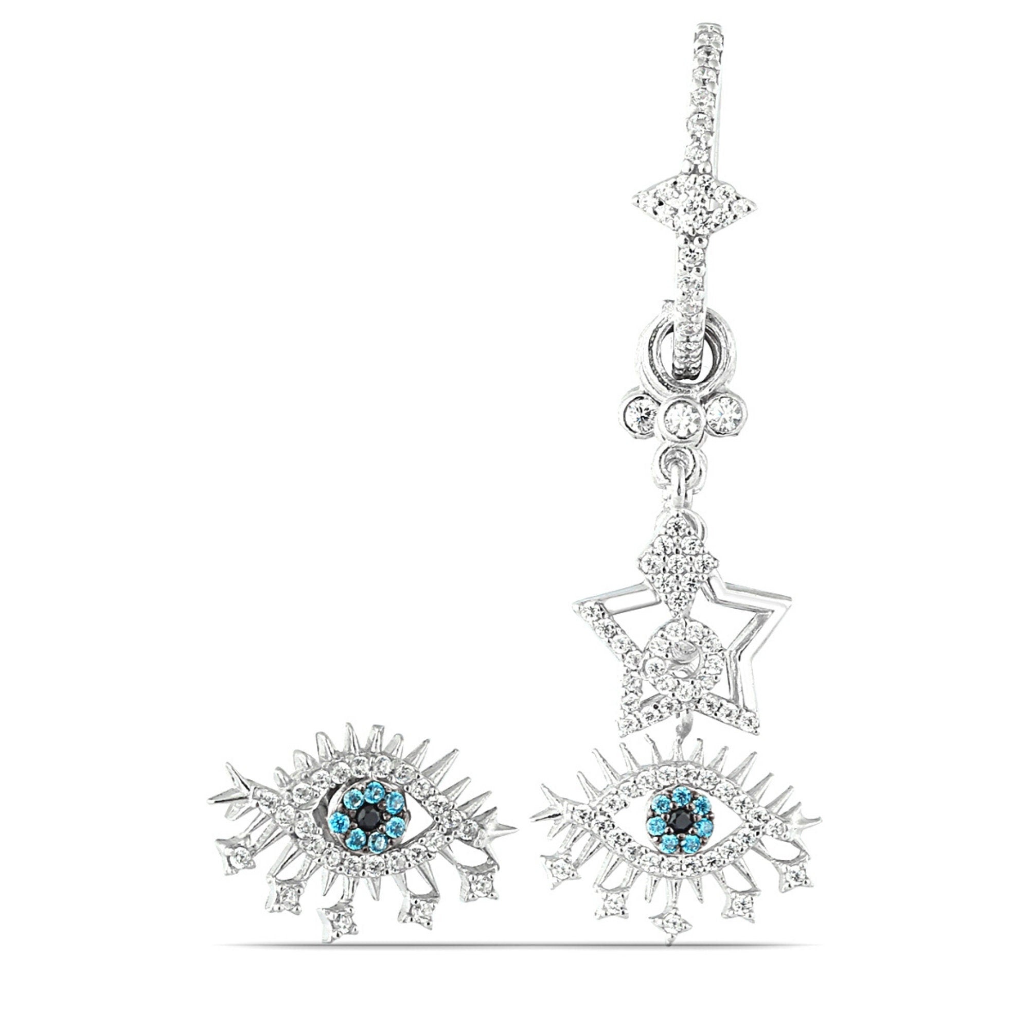 Evil Eye Dangle Earrings - Evil Eye Charm Earrings - Kabbalah Earrings - Protection Earrings - Bridesmaid Jewelry -