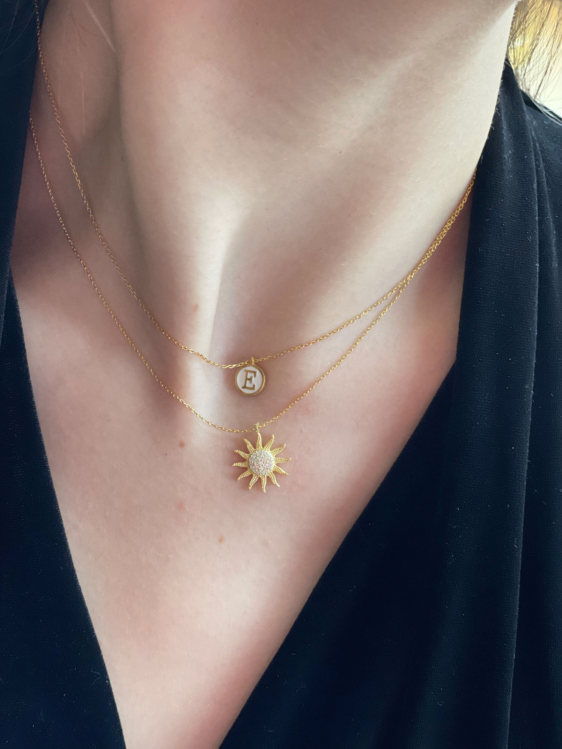 Handmade Jewelry, Celestial Sun Necklace, Delicate Necklace , Gold Plated Necklace, Sun Pendant, Handmade Silver Necklace,