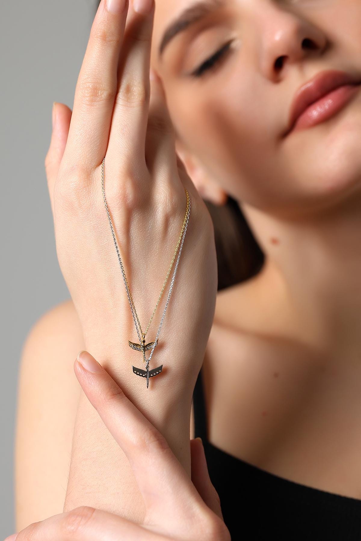 Petite Silver Angel Charm Necklace , Minimalist Angel Pendant , Silver/gold/rose Gold Options , Delicate Charm Jewelry , Personalized Gift