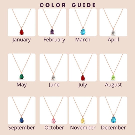 Natural Birthstone Necklace With Zirconia Frame - Custom Raw Birthstone Necklace - Family Birthstone Necklace - Personalized Gift