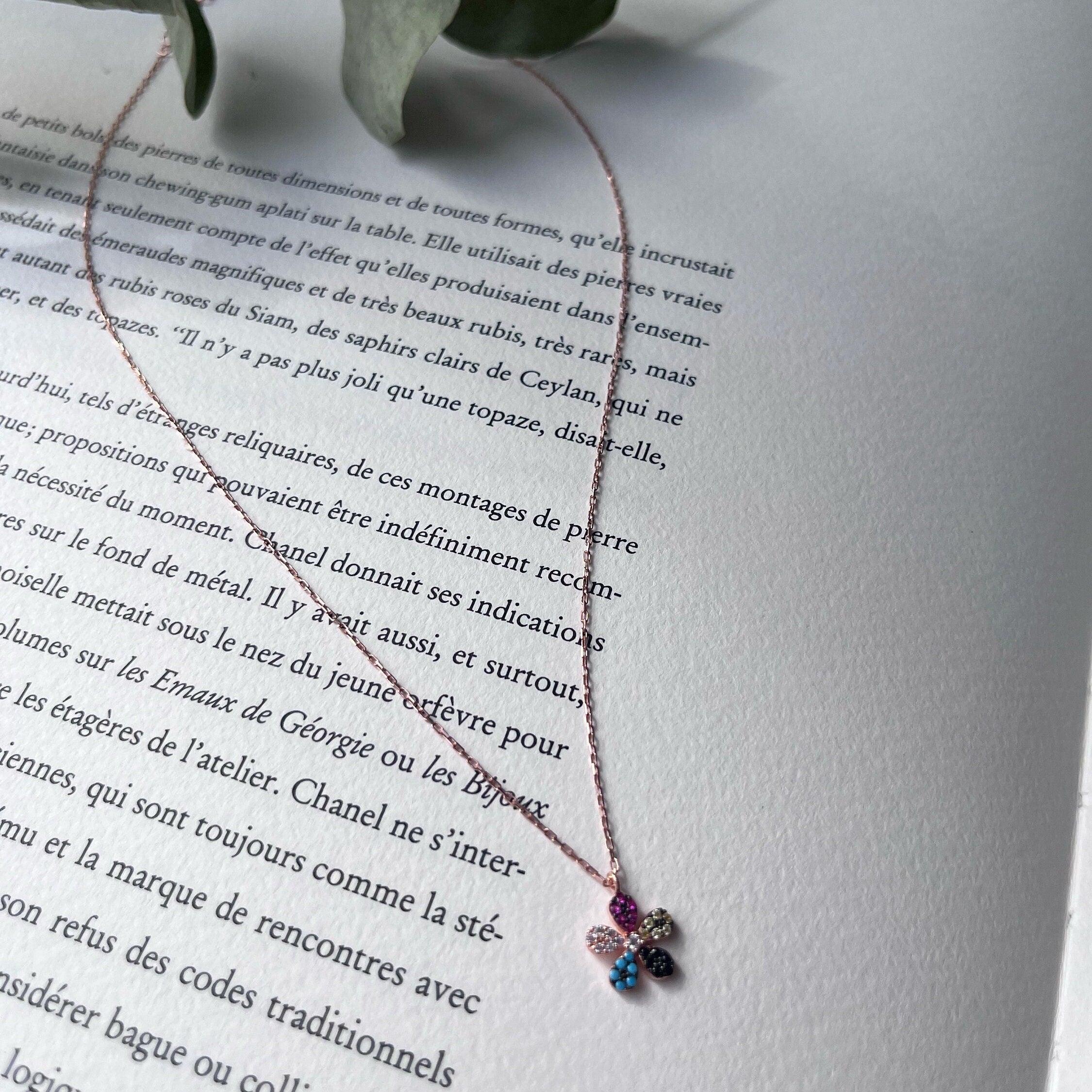 Colourful Stone Flower Necklace - 925 Sterling Silver Floral Jewelry - Bridal Gift - Sterling Silver Floral Pendant - Summer Jewelry