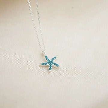 Ocean Inspired Silver Starfish Necklace - Sea Life Pendant - Boho Chic Silver Starfish Pendant - Delicate Handmade Jewelry