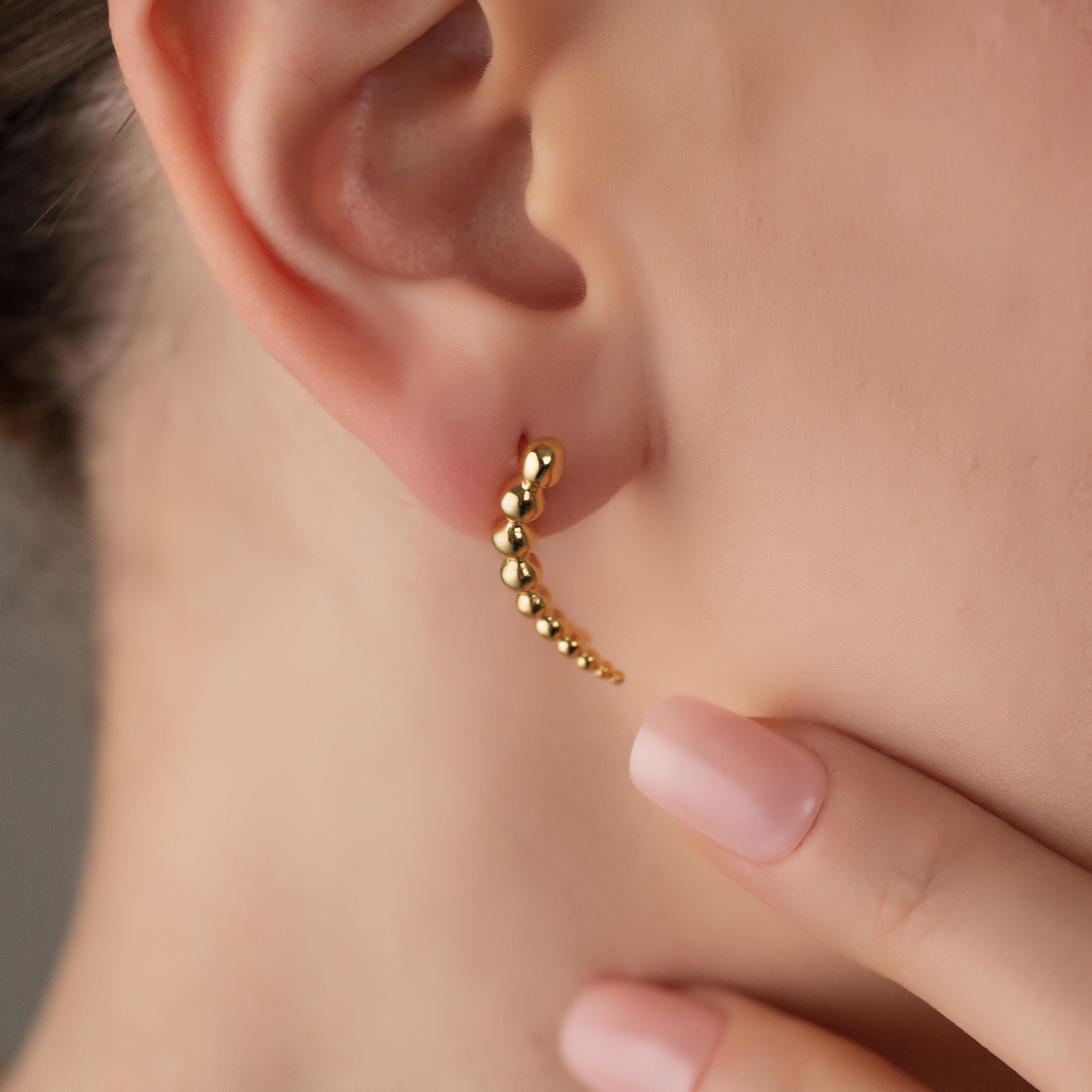 Sculptural Bead Cluster Jewelry Set , Bold Curved Earrings With Matching Ring , Elegant Bubble Jewelry Set , Unique Ring And Earring Design