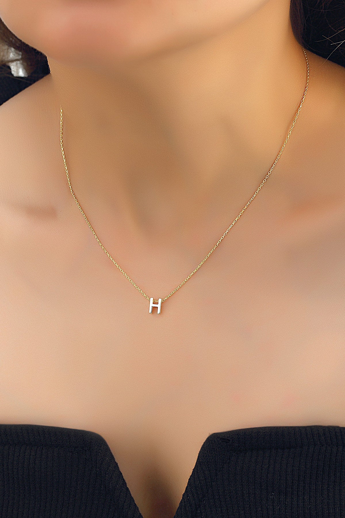 Personalized Initial Necklace, Customized Letter Necklace, Gold Color Sterling Silver Initial, Handmade Jewelry, Personalized Gift