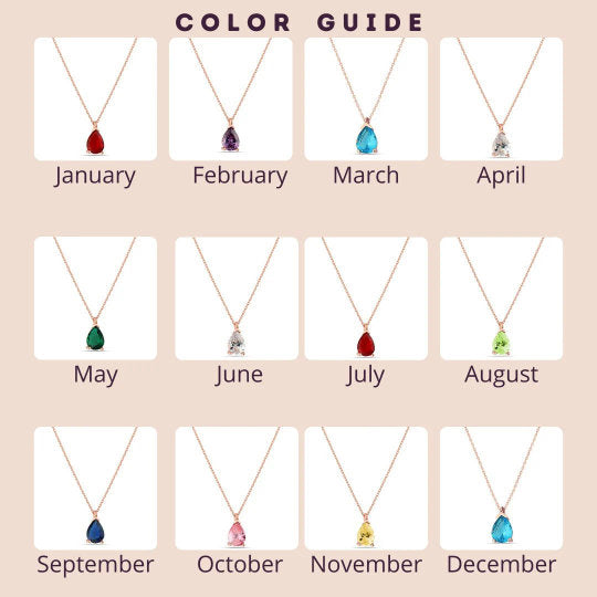 Catherine Teardrop Gold Color Chain - Delicate Emerald Birthstone - Gold/rose/silver Chain - All Color Birthstone - Mothers Day Necklace