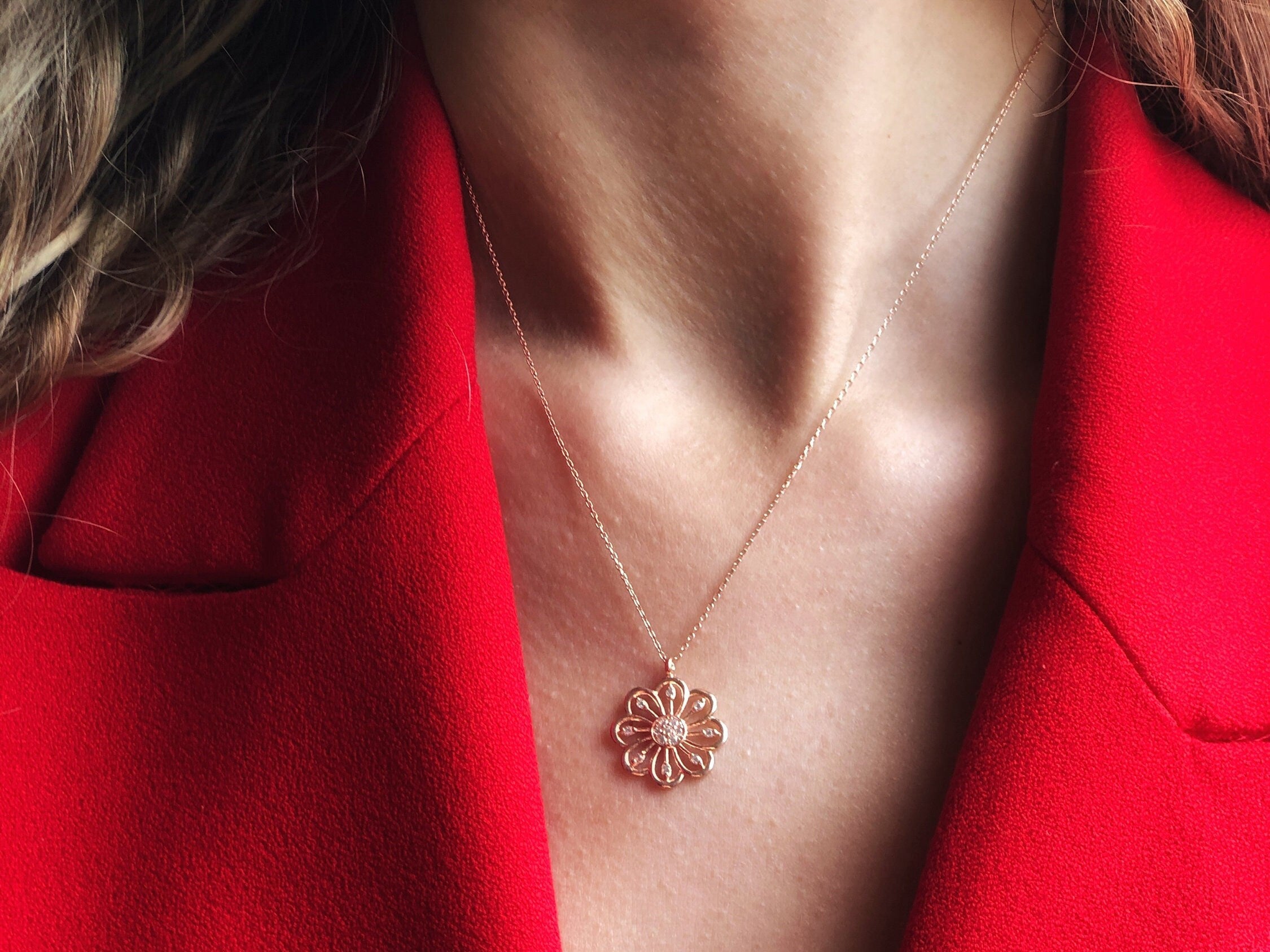 Rose Gold Plated Daisy Necklace | Daisy Pendant | Supplied In Gift Box | Sterling Silver Daisy Necklace | Flower Pendant | Best Friend Gift