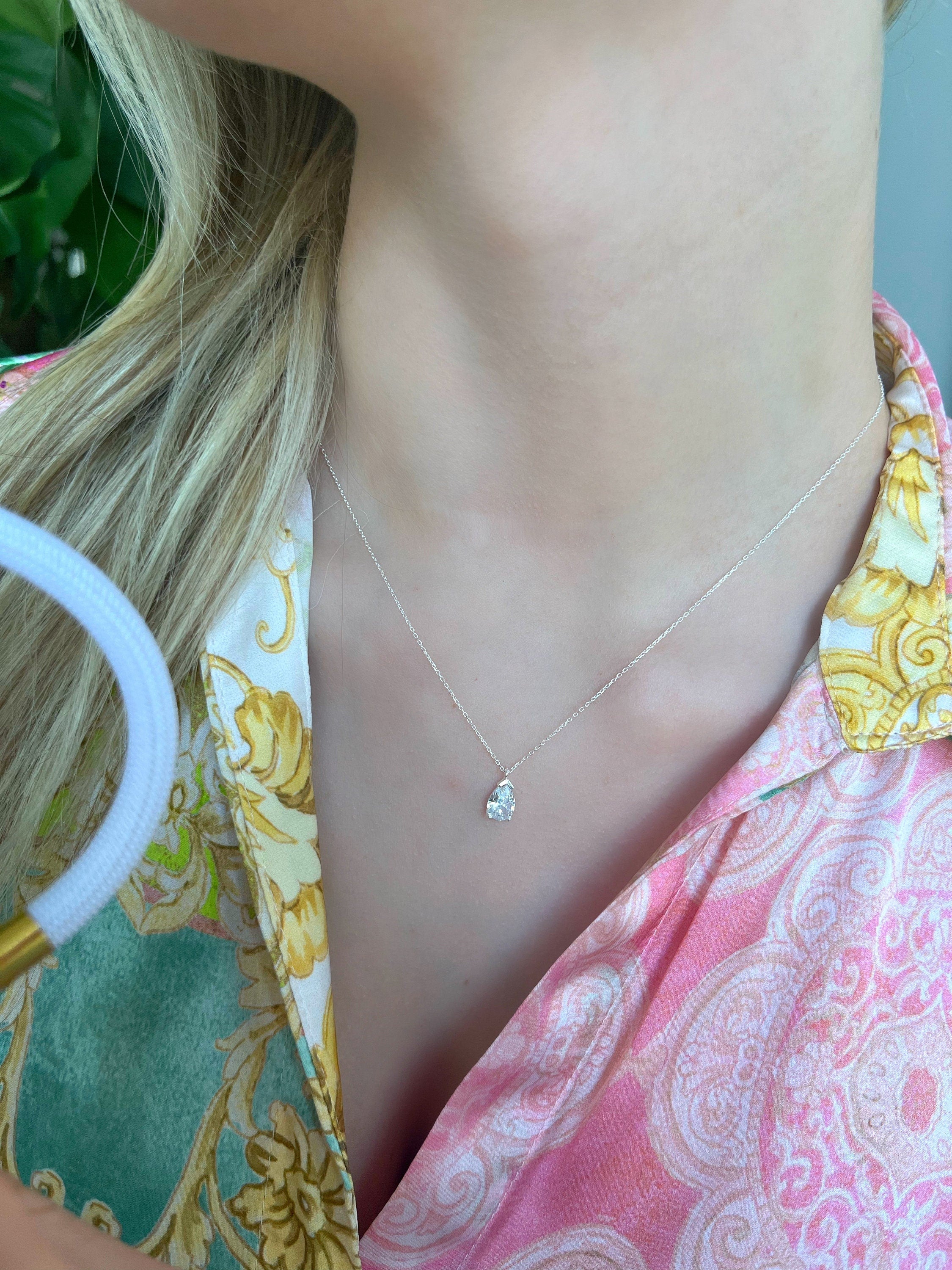 Personalized Birthstone Necklace, Silver Birthstone Necklace, Dainty Sterling Silver Birthstone Necklace,