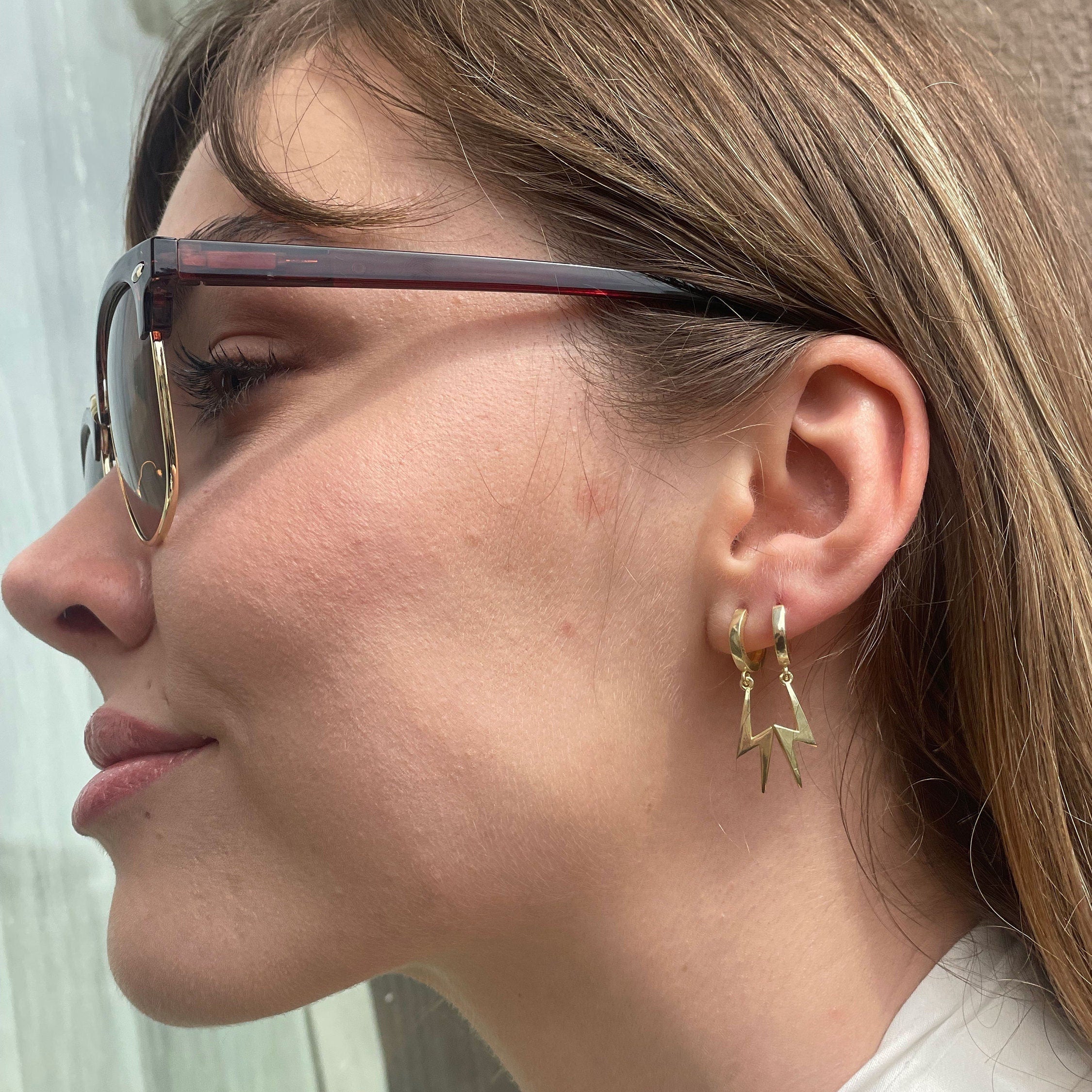 Thunder Lightning Hoop Earrings, Rock N Roll Style Earrings, Pink Concert Feeling, Art Deco & Street Style Earrings, Celebrate Pride Month