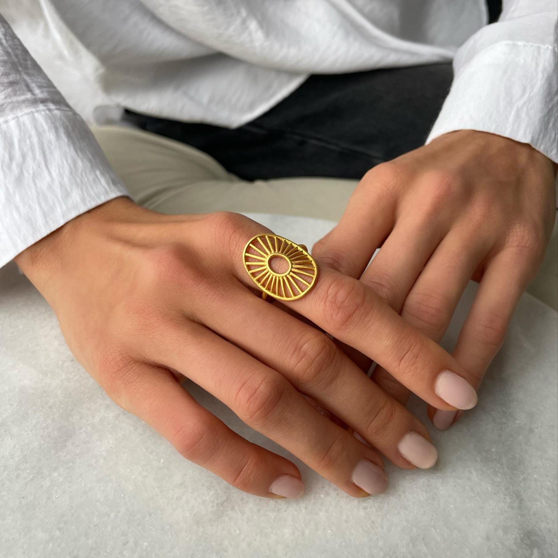 Antique Gold Plated Daylight Jewelry Set - 925 Sterling Silver Jewelry Set - Daylight Necklace, Ring And Earrings -