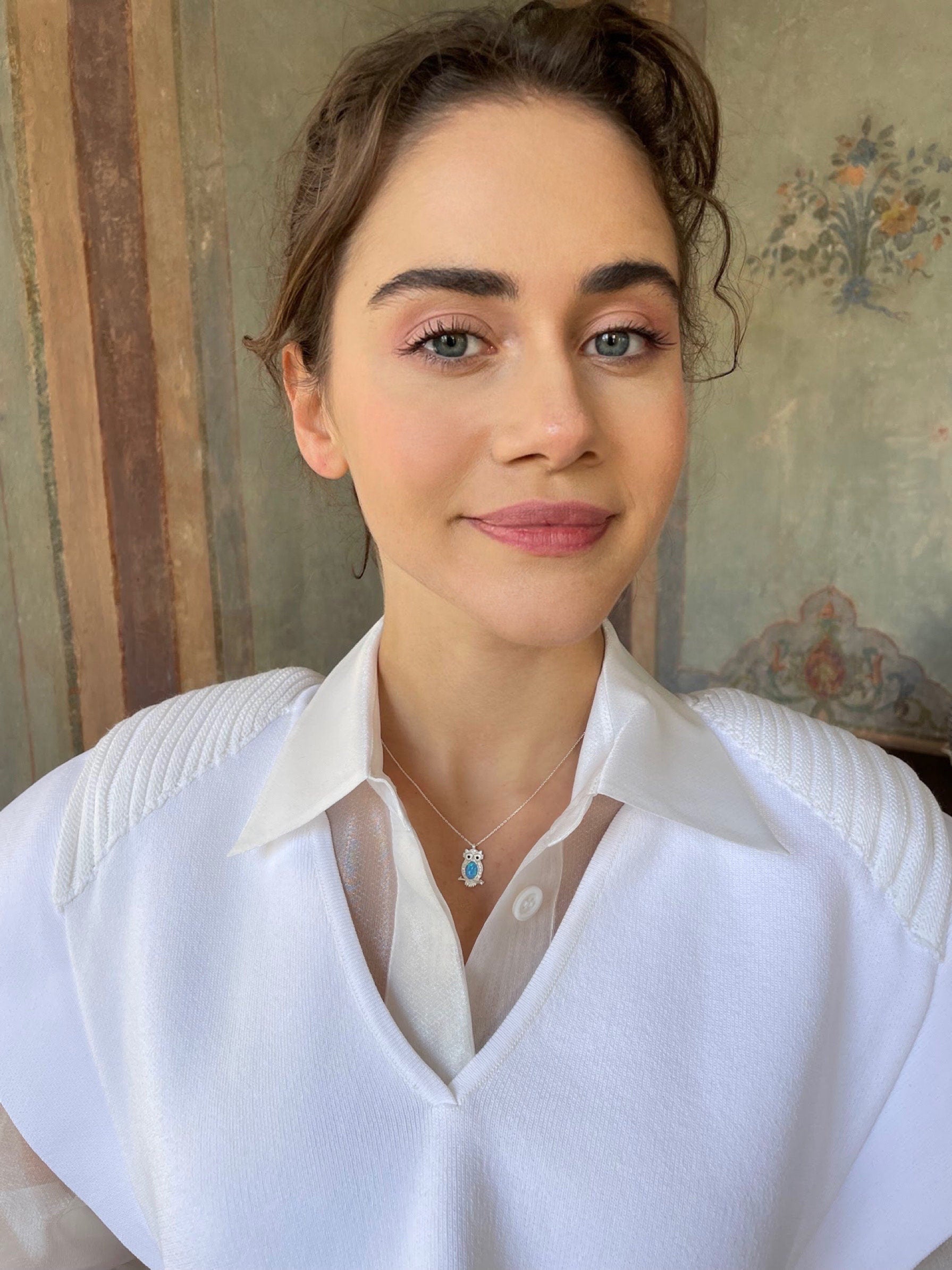 Owl Wisdom Necklace - Blue Opal Owl Pendant - Guardian Pendant - Minimalist Sterling Silver Jewelry - Gift For Animal Lovers