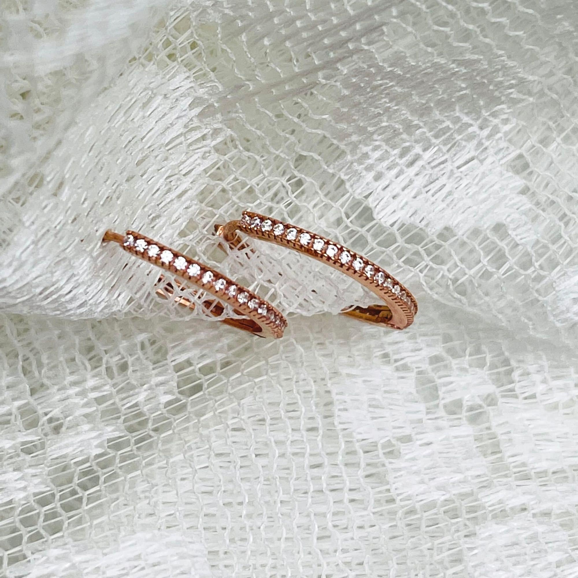 Cz White Zircon Hoop Earrings - Huggie Hoop Earrings - Cz Pave White Colour Hoops - Drop Earrings - Minimalist Hoops