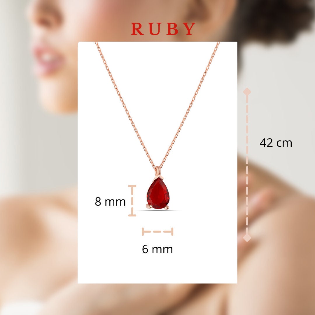 Ruby Birthstone July Birthday Necklace, Leo Horoscope Necklace, Natural Ruby Birthstone Sign, Minimalist Necklace Gift, Rose/gold/silver