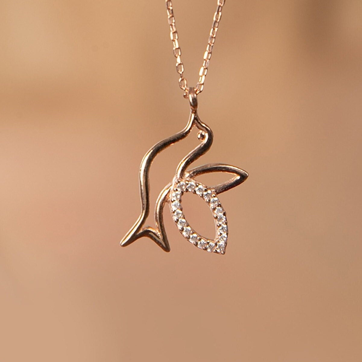Sideway Bird Necklace | Bird Pendant Sterling Silver Necklace | Flying Bird Necklace | Nature Inspired Jewellery | Dainty Silver Necklace